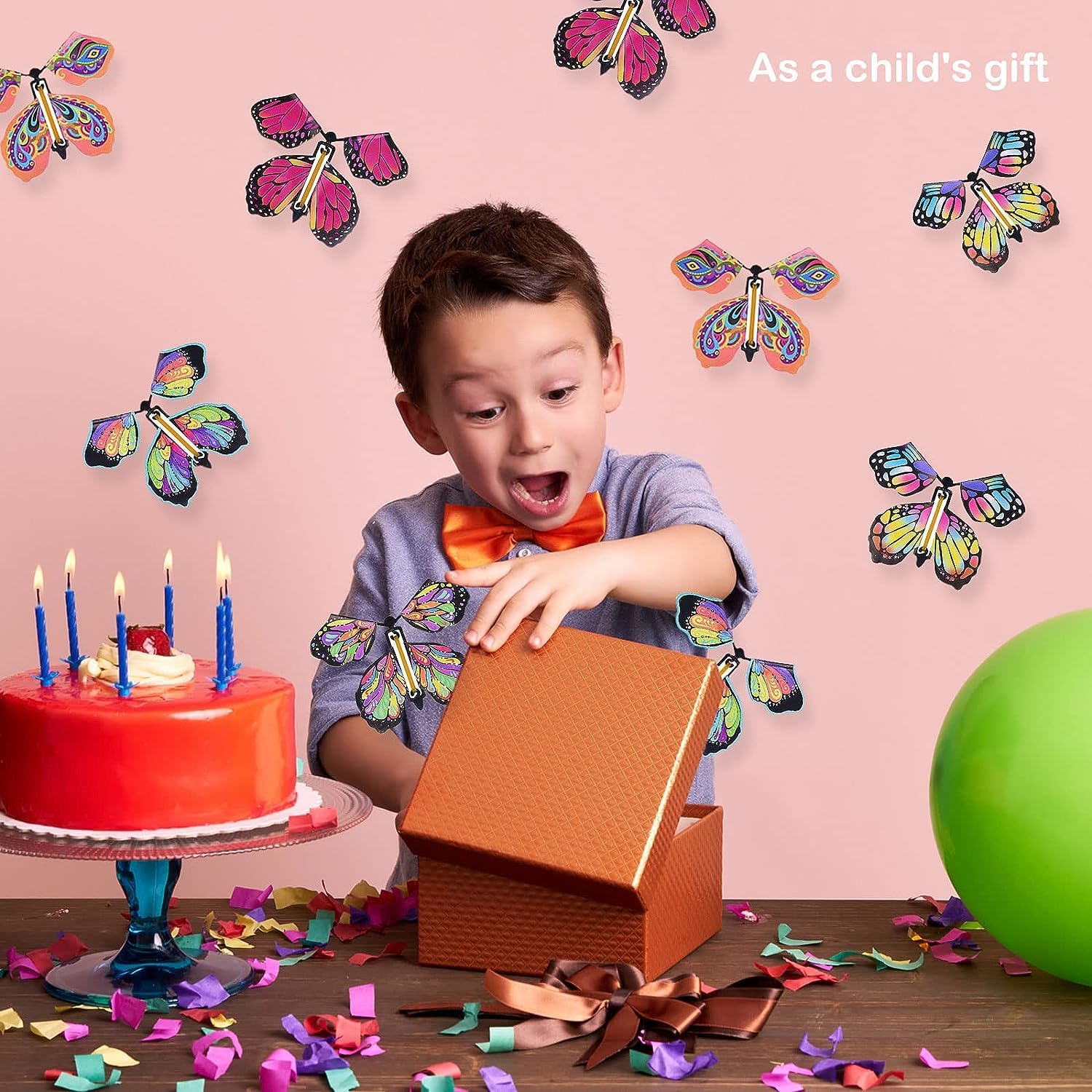 15 farfalle volanti magiche, biglietti a farfalla meccanica, con elastico alimentato a farfalla, giocattolo magico per spettacoli di scena, regali di compleanno, regali a sorpresa per bambini