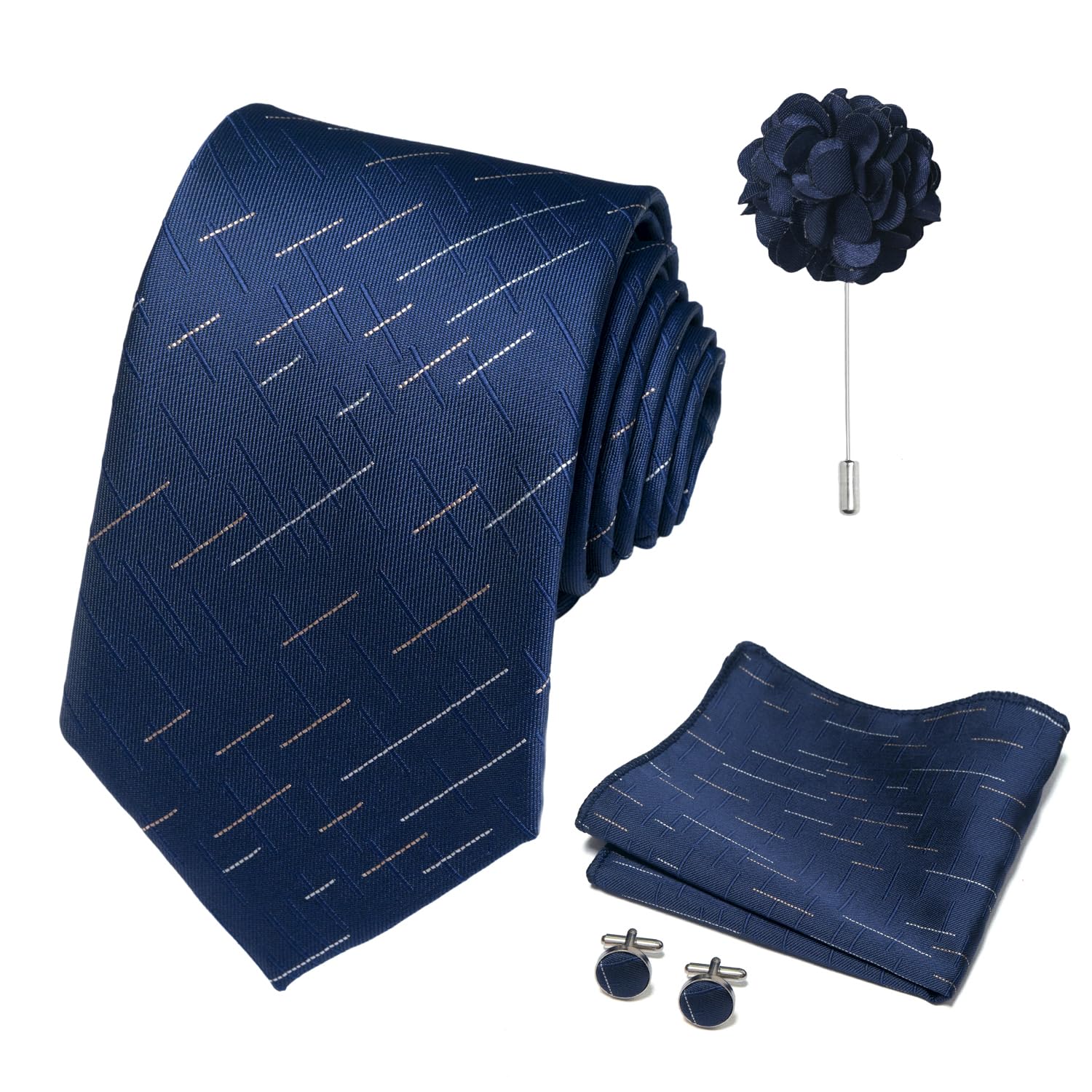 joy alice 70 Colors Ties Set Men Mixed Color Necktie Handkerchief Cufflinks Brooch 3.15 Formal