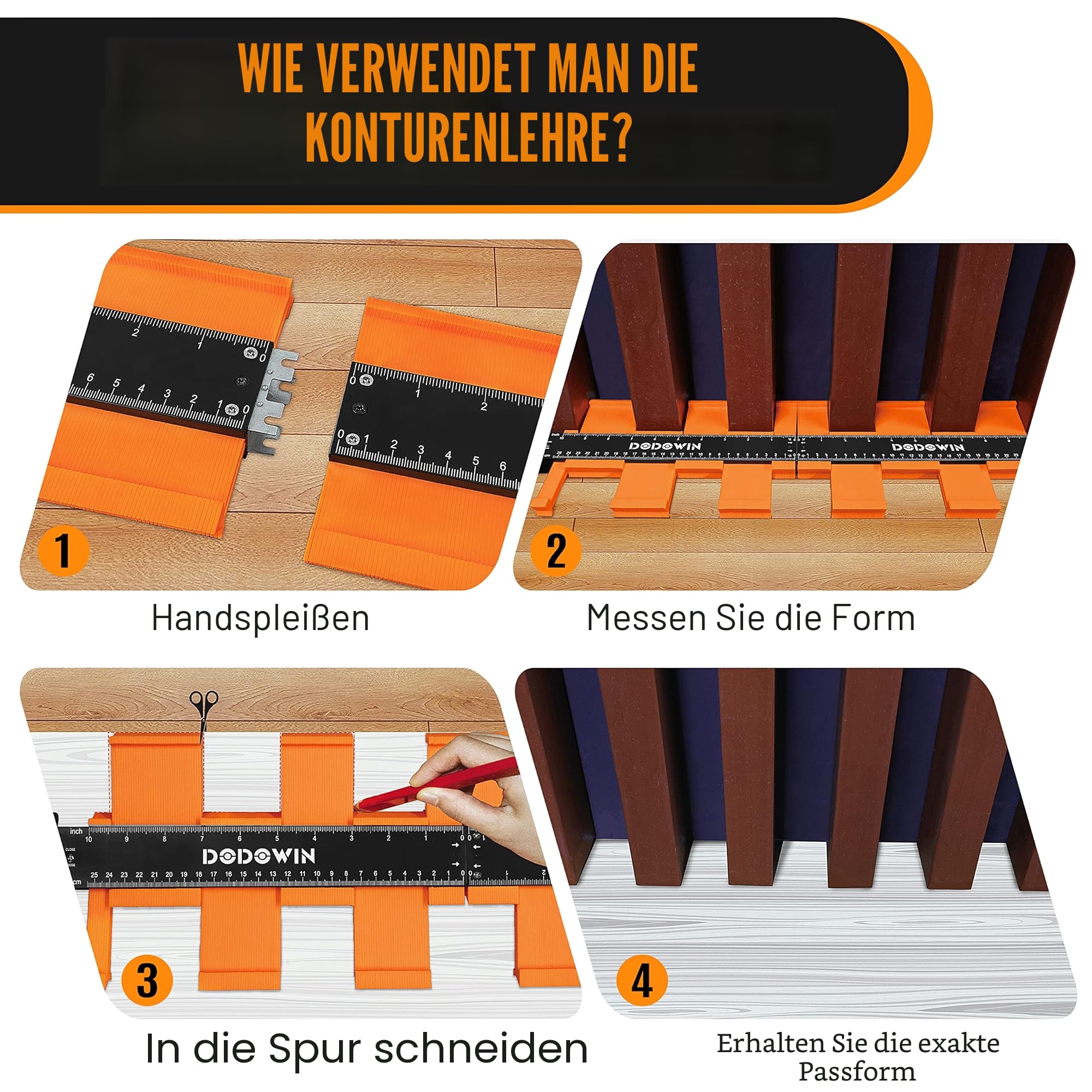 DODOWIN Konturenlehre Verbindbar Groß, Laminat Schablone, Konturenlehre Mit Feststeller, Besondere Valentinstag Geschenke für Männer Ihn, Personalisierte Geburtstagsgeschenk für Opa Papa