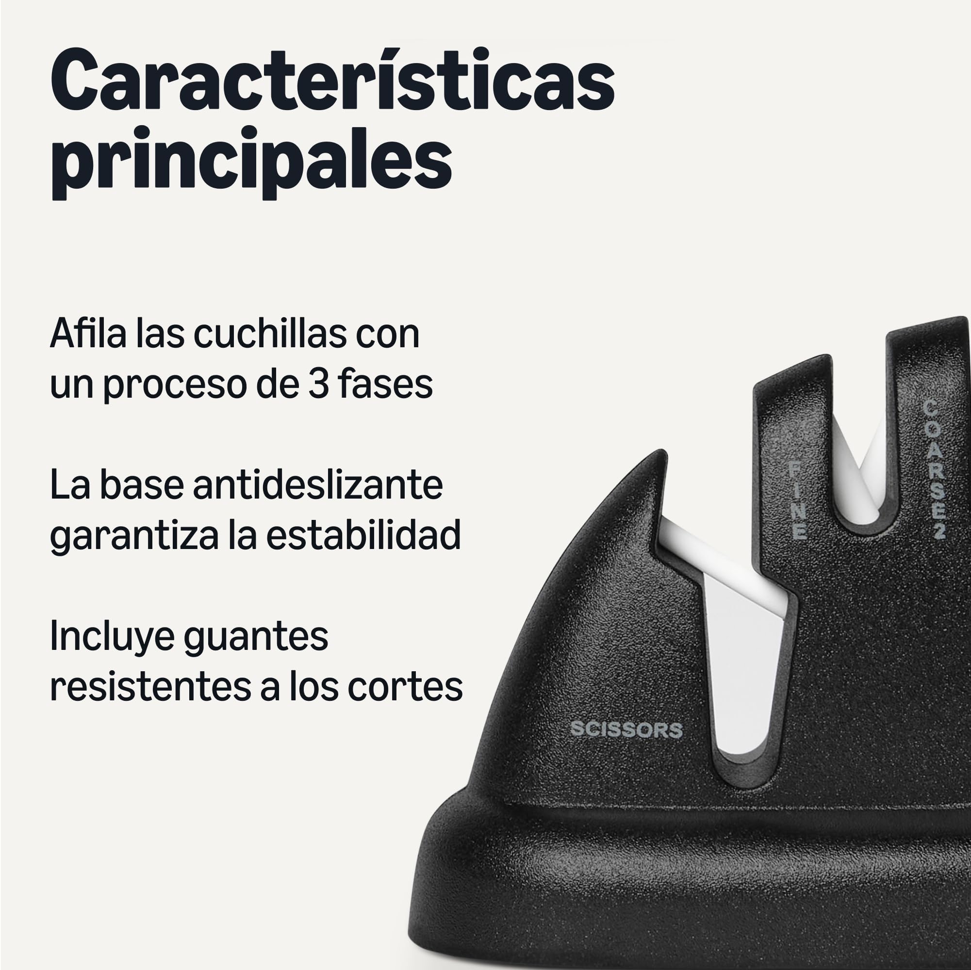 Amazon Basics Afilador de Cuchillos 4 en 1, Base Antideslizante, Incluye Guante de Seguridad