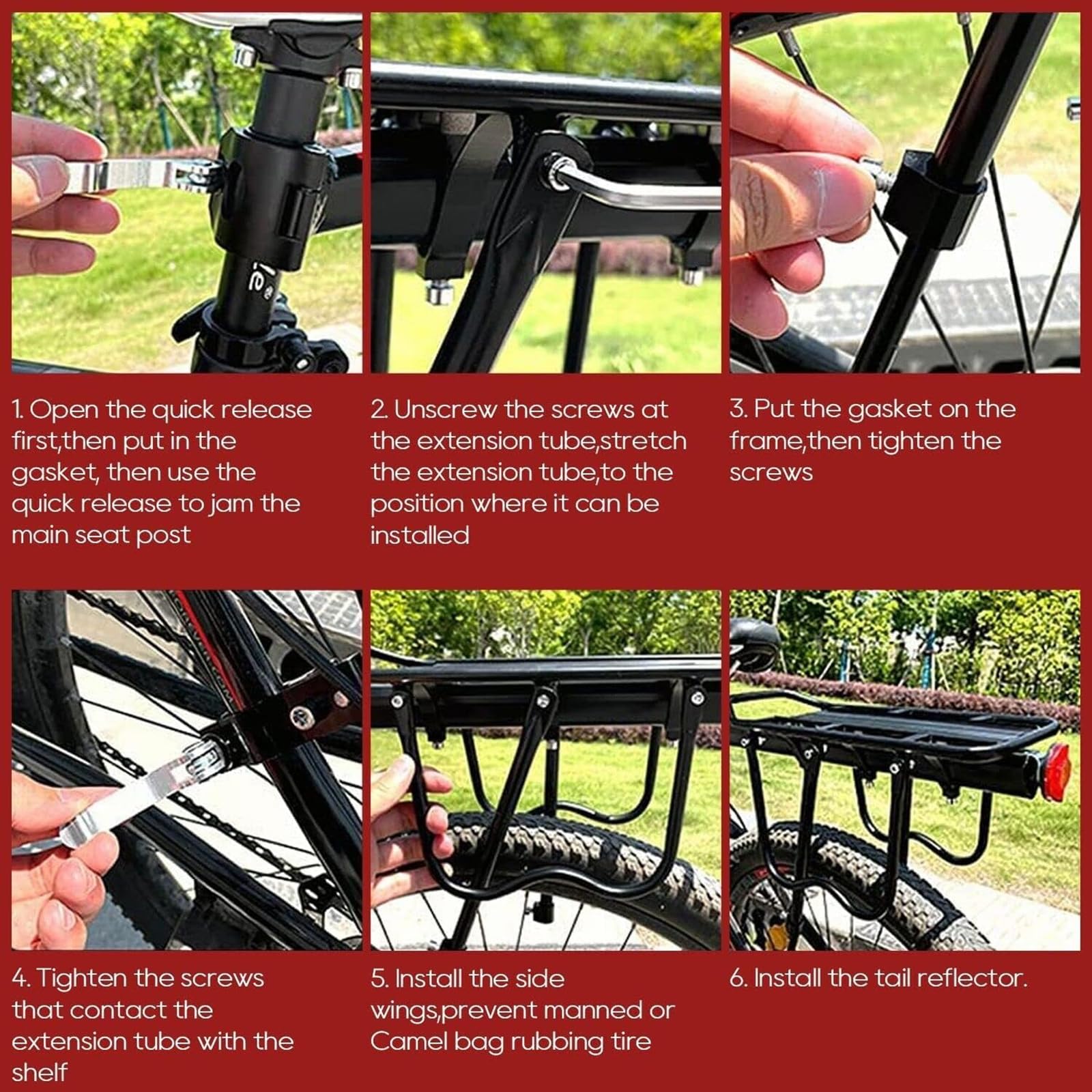 Gepäckträger Mountainbike, Universal Fahrrad Gepäckträger Hinten Aluminiumlegierung, Schnellspanner Einstellbare Fahrradgepäckträger mit Schutzbleche Reflektor Für 24-29 Zoll MTB