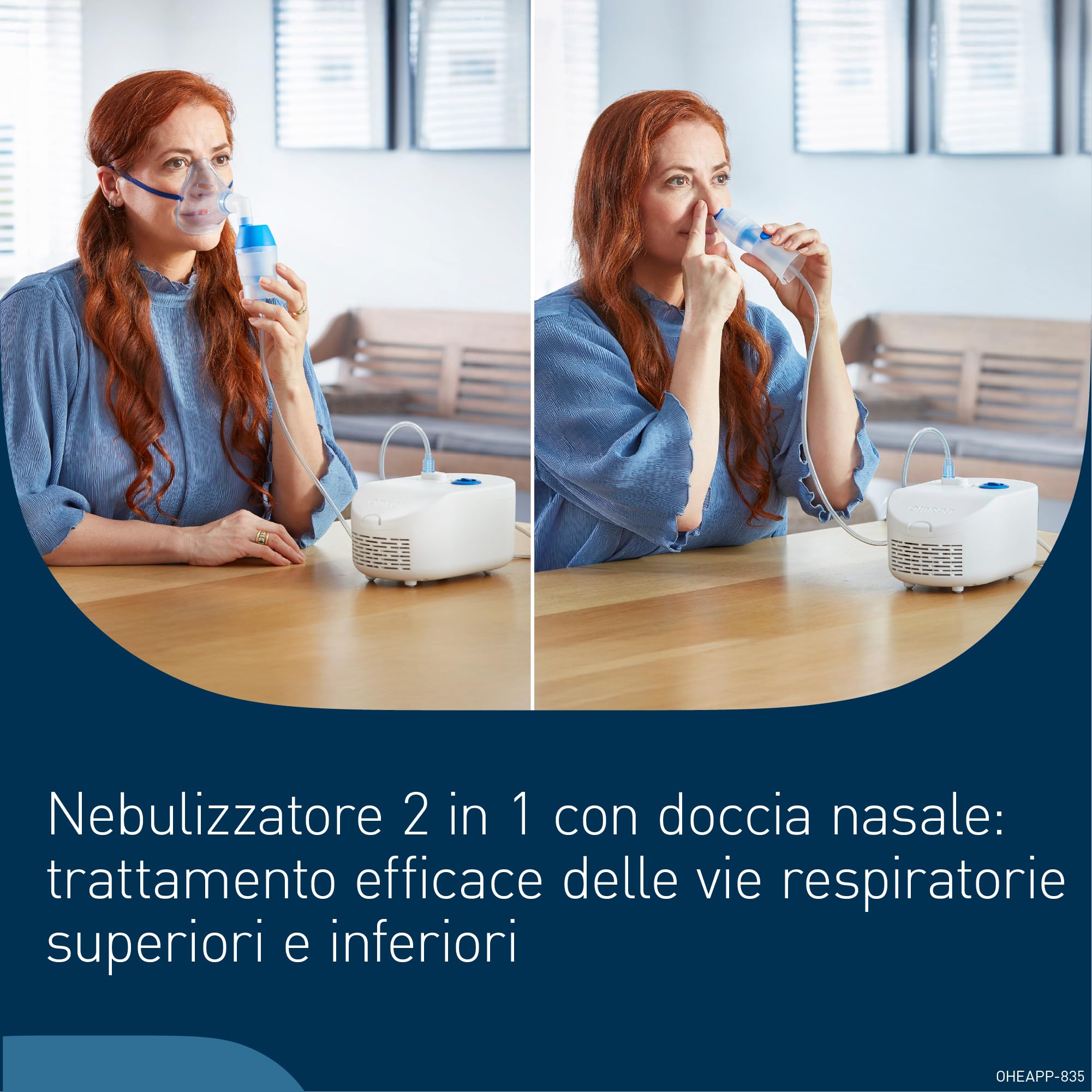 OMRON X102 Total Macchina aerosol adulti e Aerosol bambini con doccia nasale – trattamento efficace delle vie respiratorie per tutto l’anno