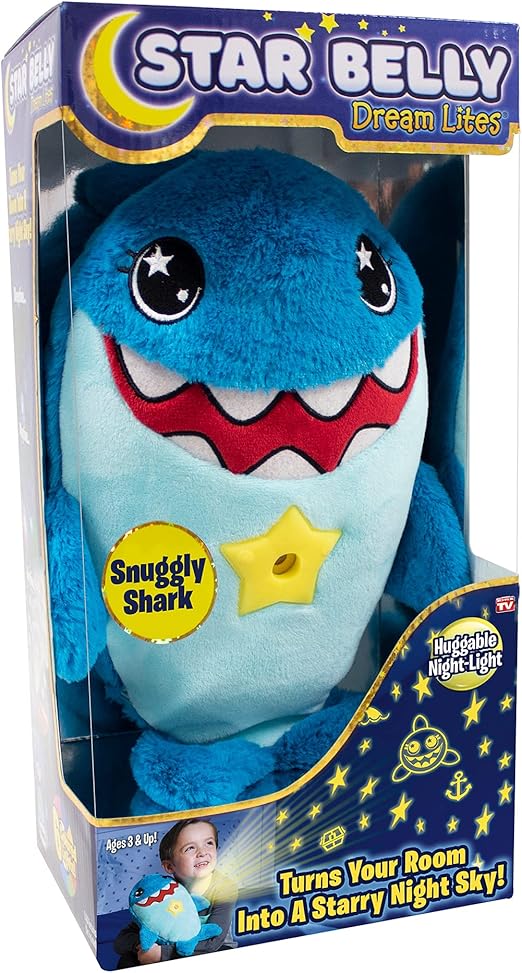 Ontel Star Belly Dream Lites, Stuffed Animal Night Light, Snuggly Blue Shark - Projects Glowing Stars & Shapes in 6 Gentle Colors, As Seen on TV