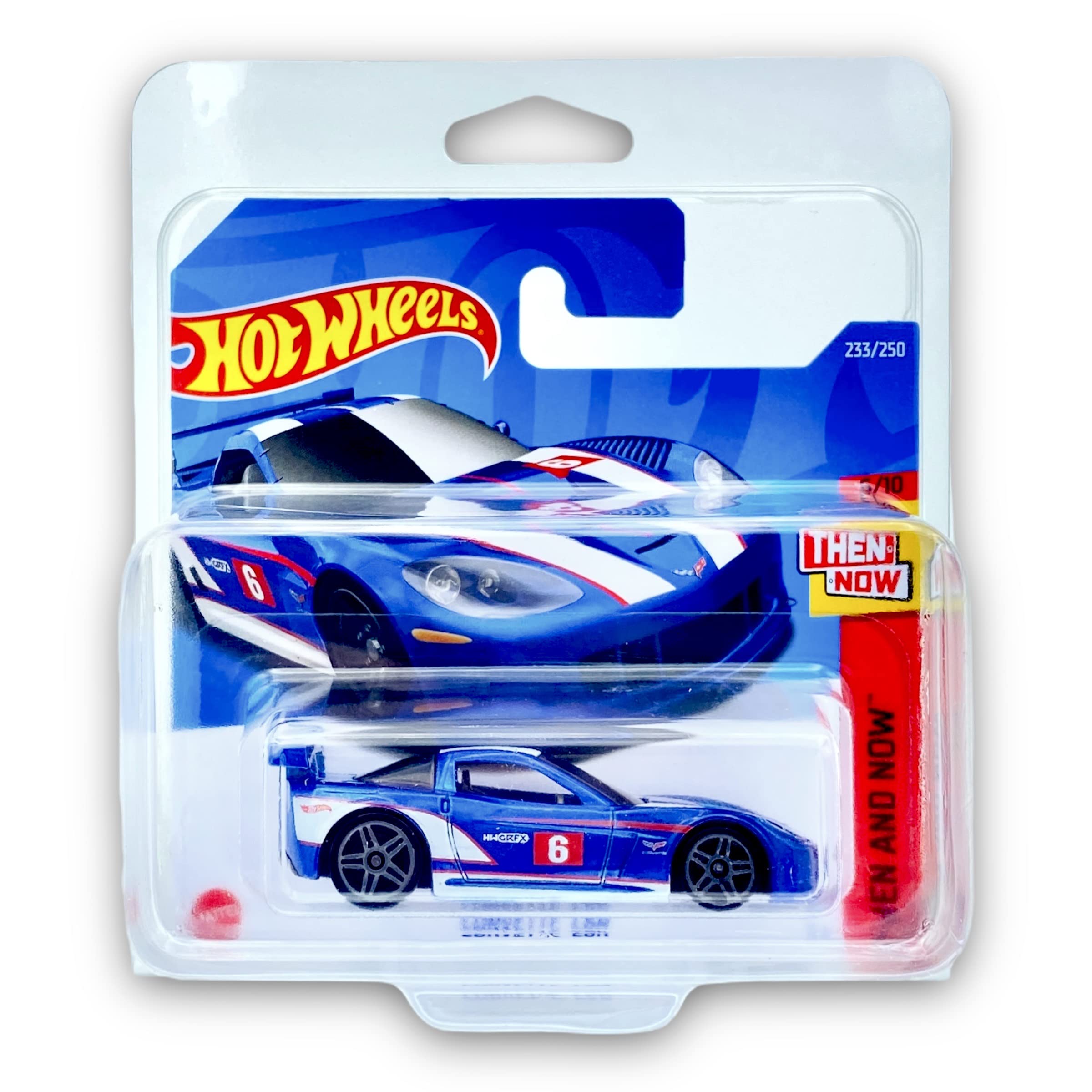 Hot Wheels Corvette C6R (Blue) 6/10 Then And Now 2022 - 233/250 (Short Card) *** COMES IN A KLAS CAR KEEPER PROTECTIVE COLLECTORS CASE *** HCV35 (HW0207)