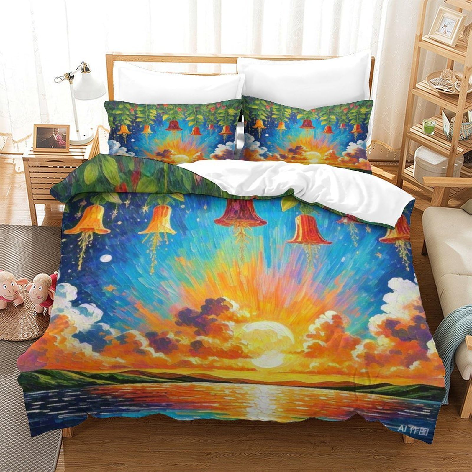 Housse de couette 3D Fuchsie avec fermeture éclair cachée en microfibre respirante