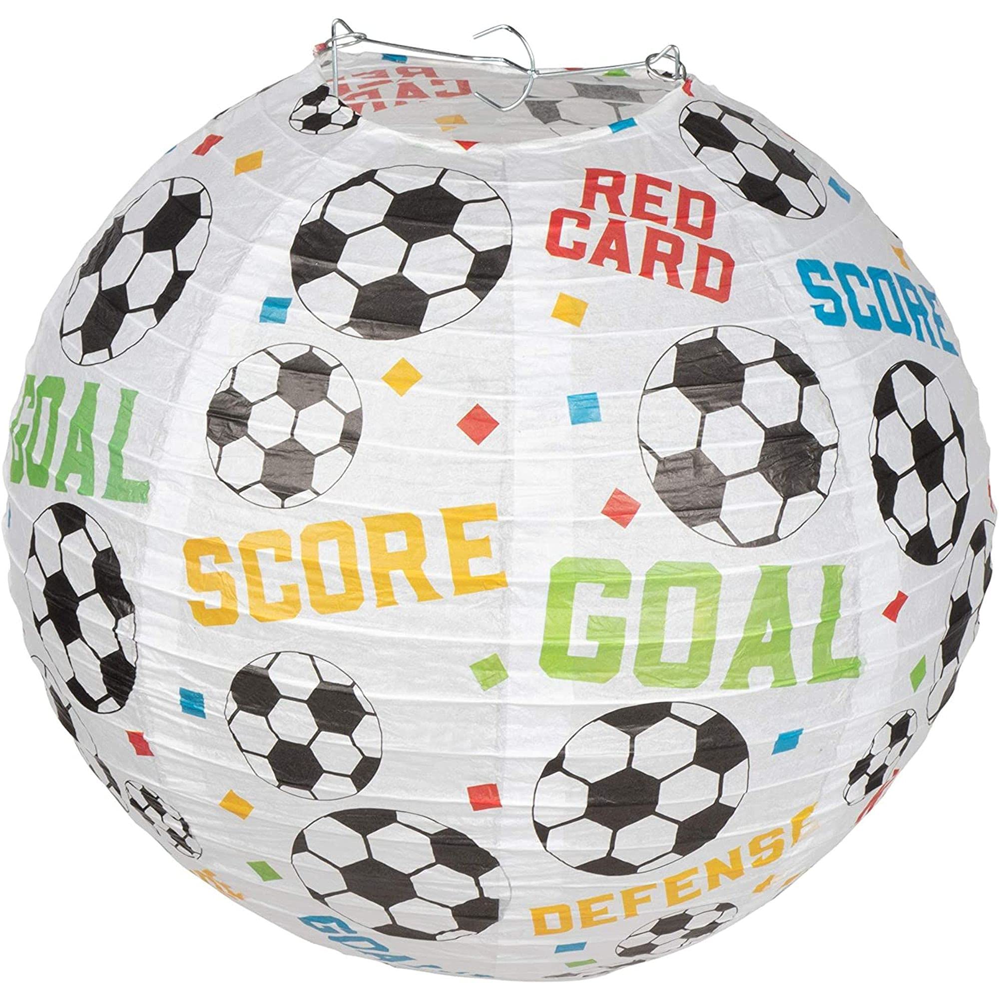 Sustainable Greetings Juvale 6-Pack Hanging Paper Soccer Lanterns for Kids Birthday Party Decorations and Sport Theme Parties, 11 Inches - Soccer Centerpieces for Table