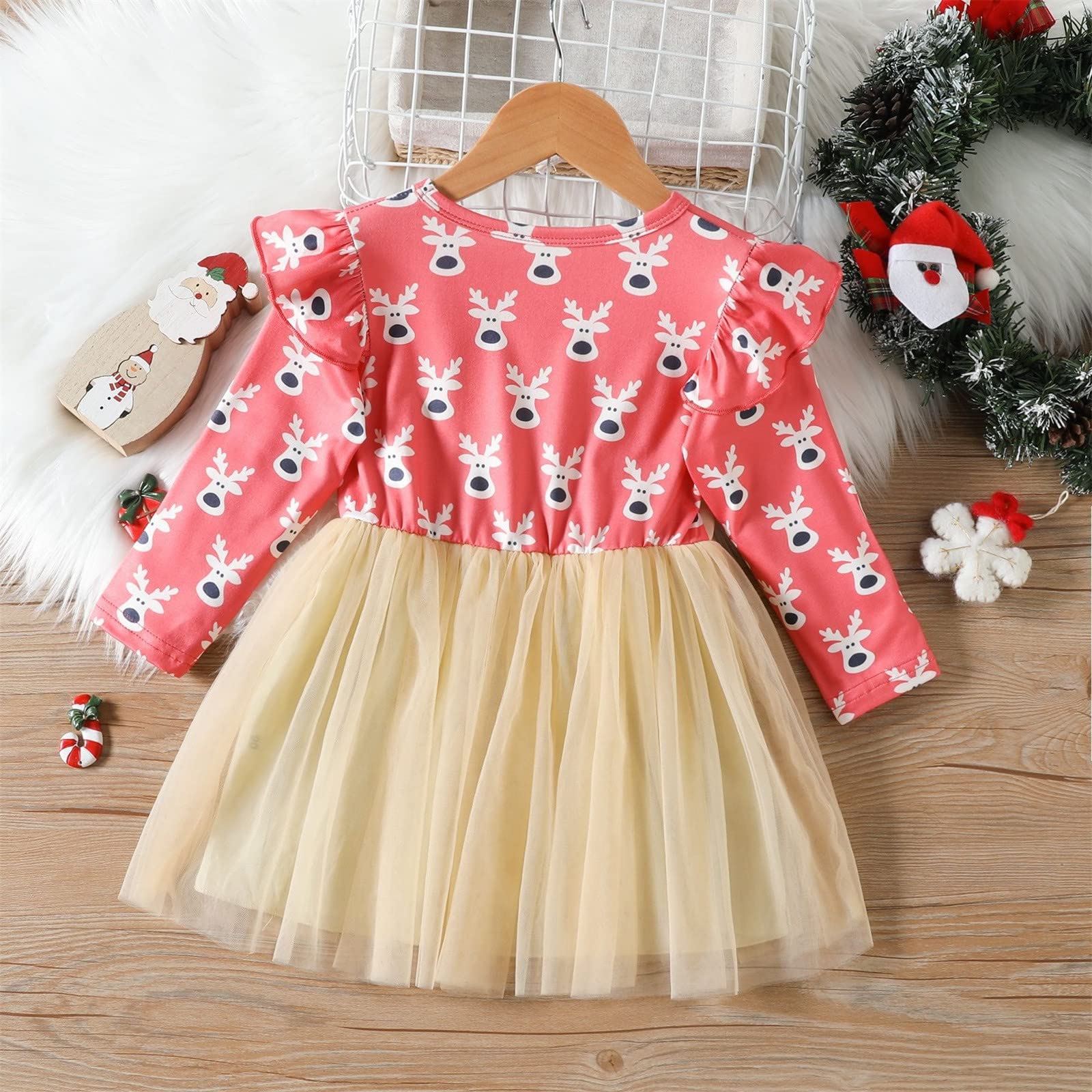 white christmas dresses Sonata AW24 Spanish Girls Cream & Gold Reindeer Christmas Dress NA2403 main image 1