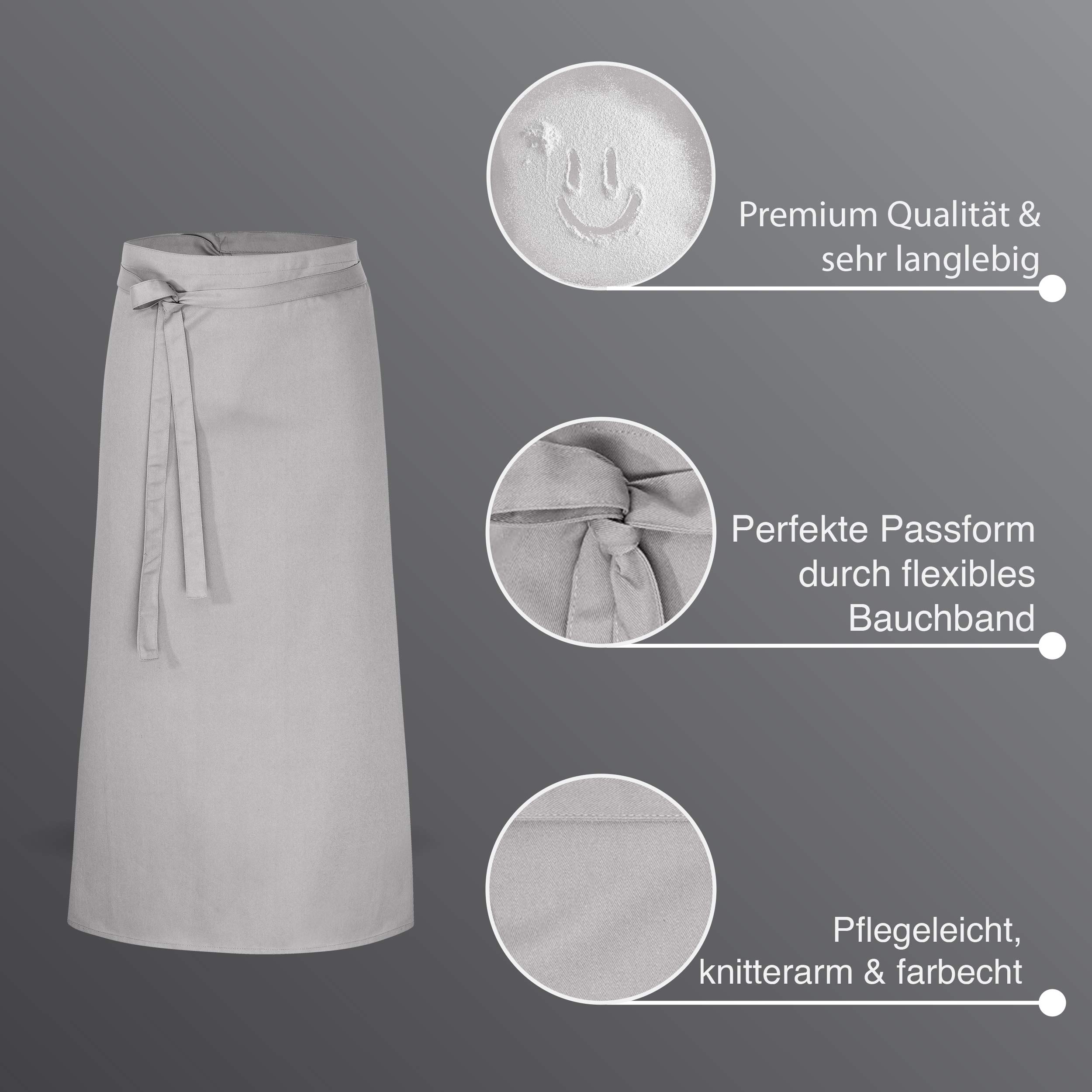 DESERMO - Juego de 10 Delantales de 100 cm x 100 cm (Largo x Ancho), Delantal Profesional Mujer y Hombre, Mezcla innovadora de algodón y poliéster, Color Gris
