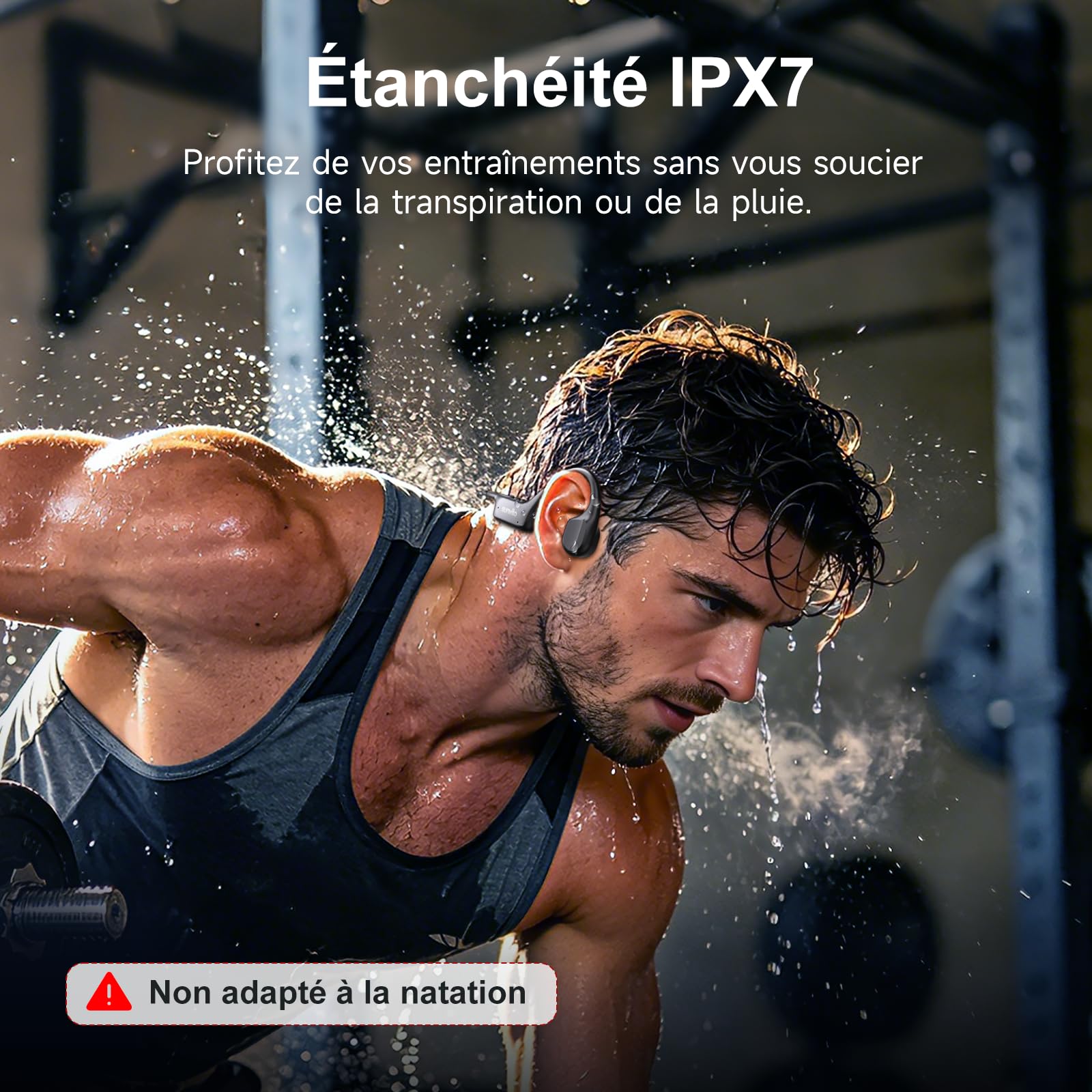 Casque Conduction Osseuse Bluetooth 6.1, Écouteurs sans Fil Open Ear, Recharge Rapide USB-C, IPX7 Étanche, Casque Sport pour Running, Cyclisme, Fitness et Entraînement