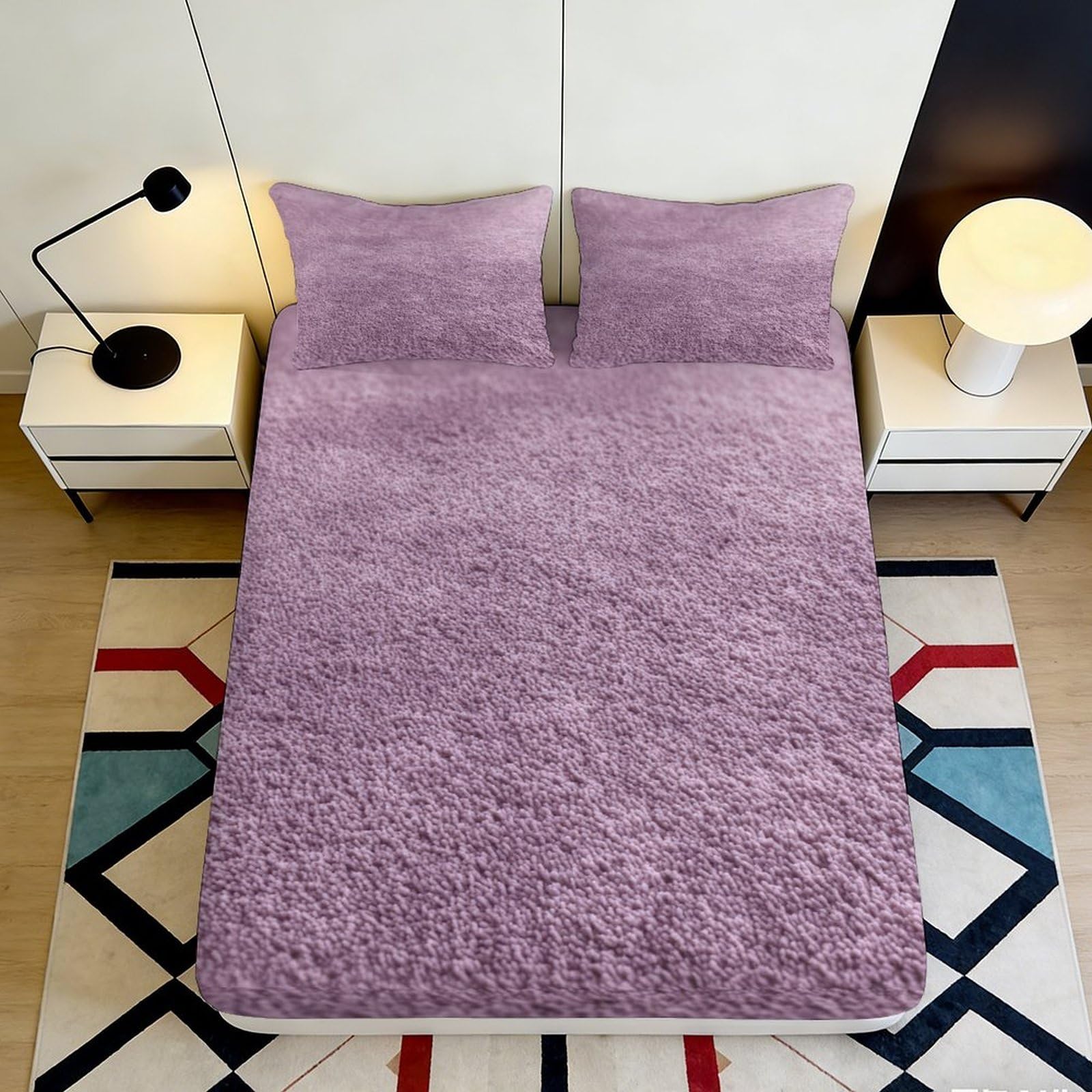 3D Printed Lavender Plush Fitted Sheet Microfiber Soft Gradient Abstract Mattress Cover for Bedroom Dorm Decor 90x200x25cm
