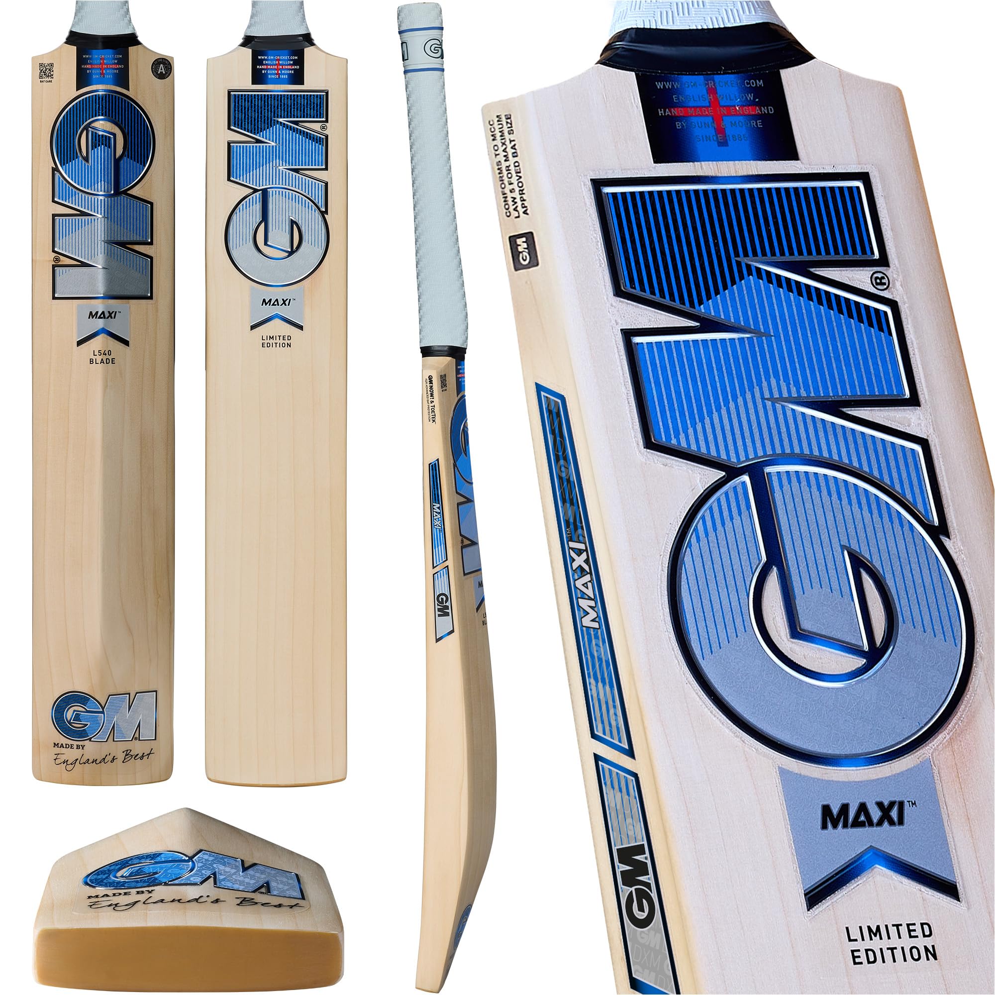 GM | Noir 606 English Willow Cricket Bat | DXM, ToeTek and NOW! | Full Size Suitable for Players 175cm / 5' 9" & over | Gunn & Moore