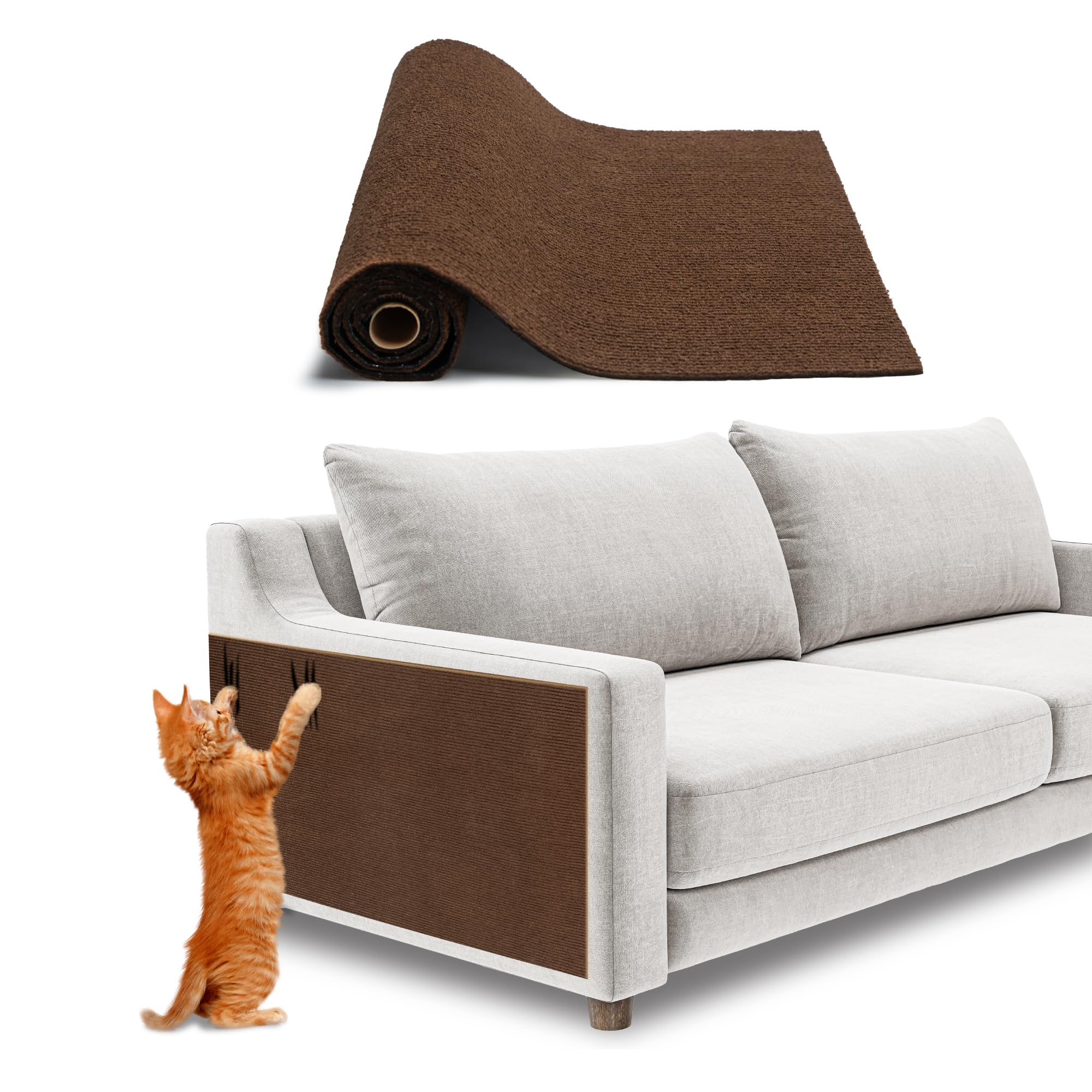 Catify Peel &amp; Stick Cat Scratching Mat - Brown, L:39"