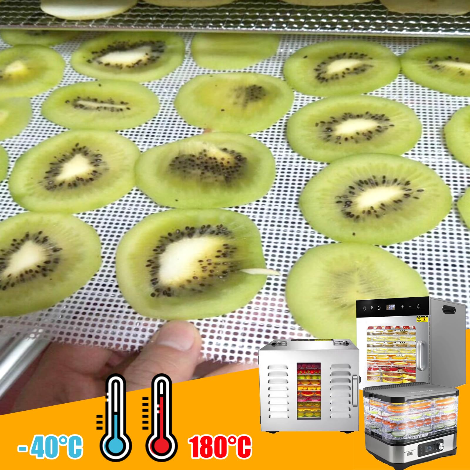 8 Piezas Hojas Deshidratadoras de Silicona, 35,6x35,6 cm Sin BPA Cuadrado Antiadherente Reutilizable Hojas Deshidratadoras de Frutas, Malla Secadora Frutas Malla de Vapor para Deshidratador de Frutas.