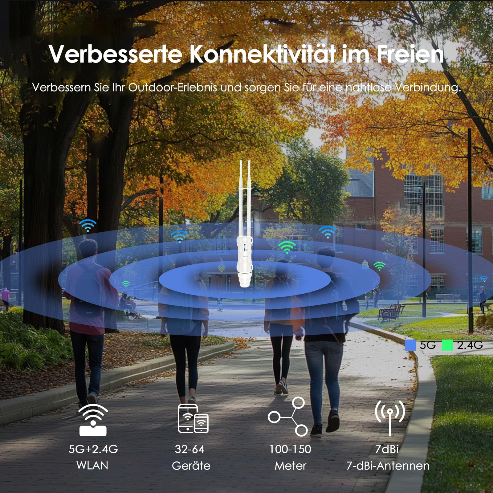 WAVLINK AC600 Outdoor WLAN Repeater, wetterfester Dual Band WLAN Verstärker Outdoor Access Point PoE für Garten/Bauernhof/Indoor, Repeater/AP/Router Modus, Passive&Active PoE, 100Mbit/s WAN/LAN