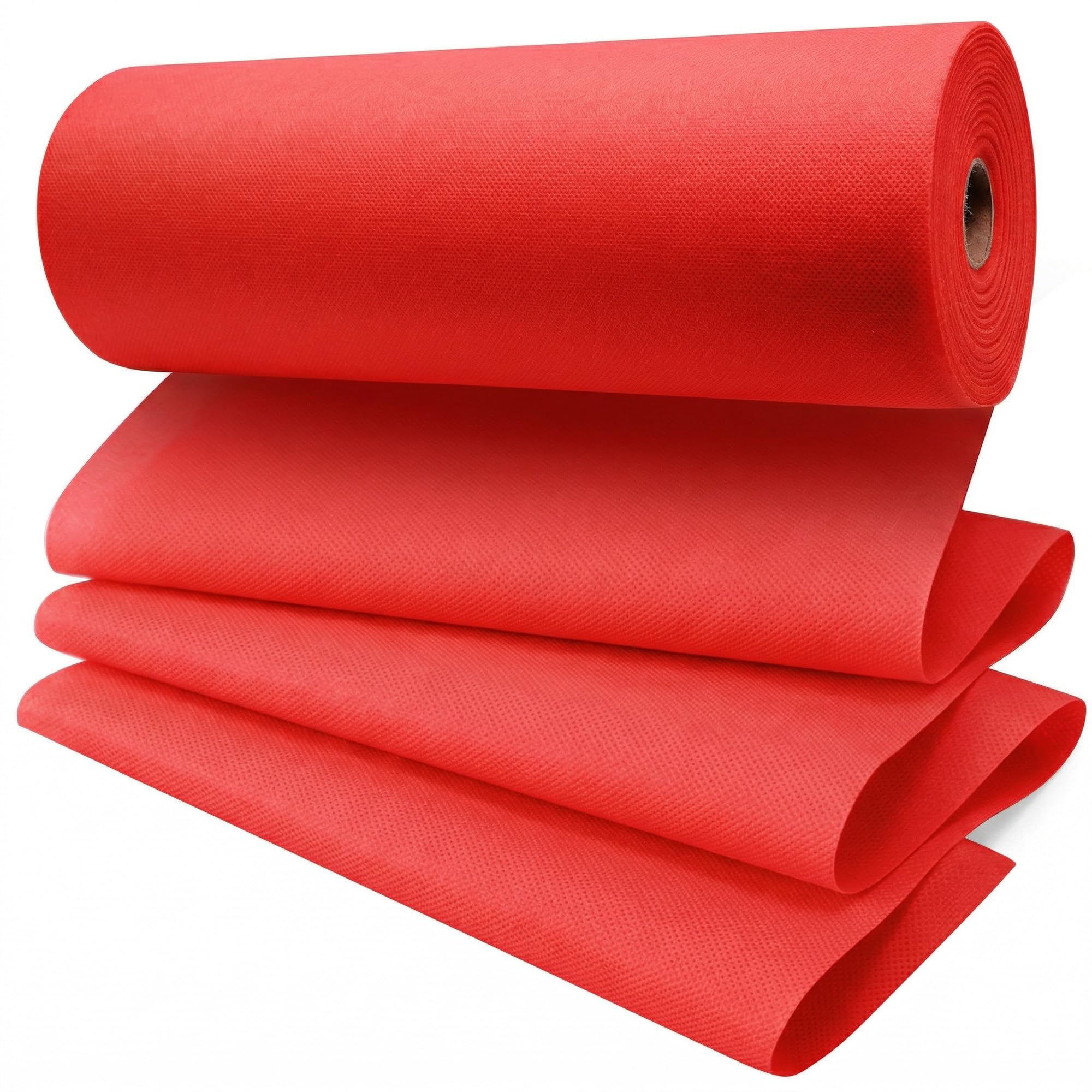 Vlies Tischläufer Rot [30cm x 25m] - Einweg Tischband als edle Tischläufer Tischdeko für Hochzeit, Kommunion, Taufe, Geburtstag, Weihnachten und Biertisch Feste