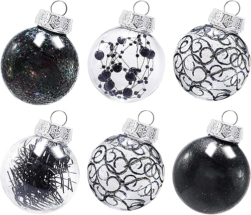 Miniatura 1 de Lulu Home 30 adornos de bola de Navidad transparentes de 2 pulgadas, bolas transparentes preencordadas con decoraciones únicas en el interior, bolas