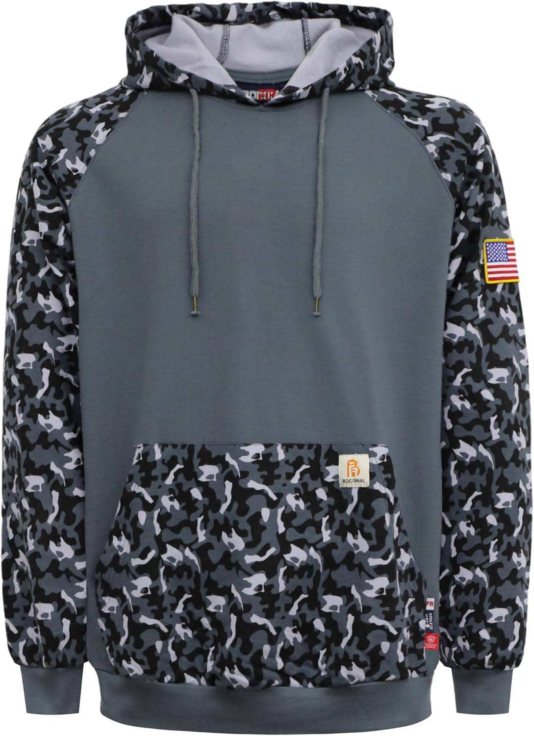 BOCOMAL FR Hoodies Camouflag Paisley Lightweight Pullover 7.5oz Cottoon Flame Resistant men's Hooded Sweatshirts NON FLEECE