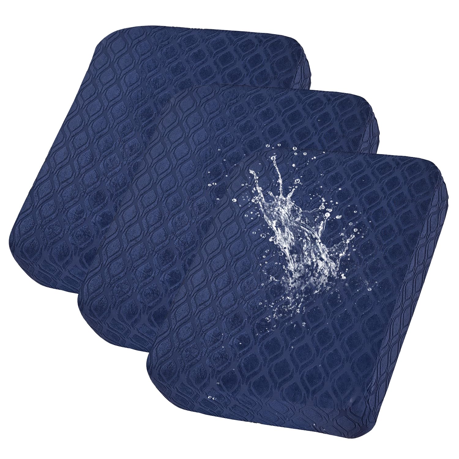 SHANNA Sofa Seat Cushion Slipcovers: 3Pcs Modern Printed Couch Cushion Cover Waterproof Sofa Cushion Covers Replacement Suitable for Armchair, Sofa Seat Slipcover (Navy Blue)