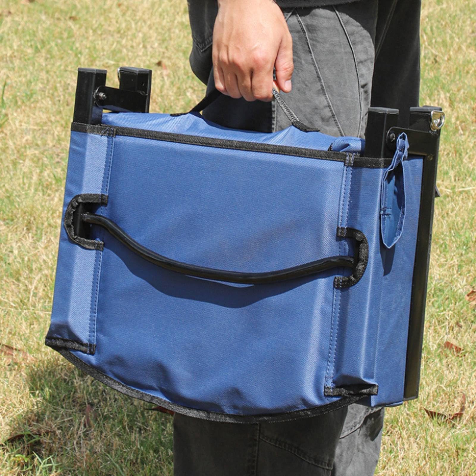 Sedia da Gradinata Pieghevole Tessuto Oxford 600D Seggiolino da Stadio Imbottito Imbottitura Spessa Sedia Campeggio senza Gambe per Pesca, Nero