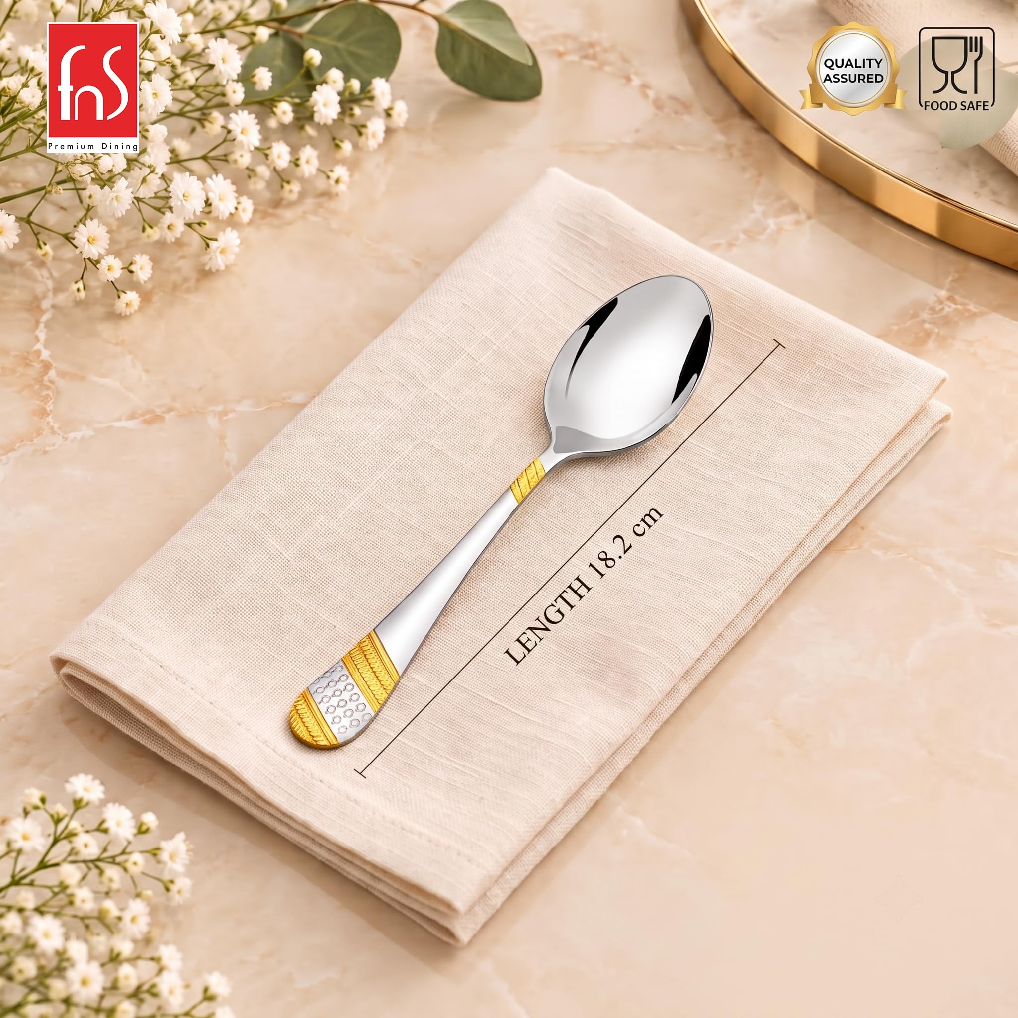 FNS Gold Plated Spoon Set - Luxury Cutlery -2