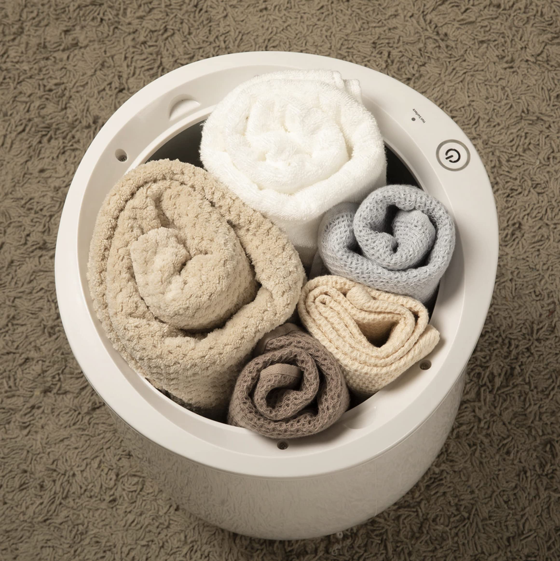 Onkefi Towel Warmer Modern Luxury Hot Towel Warmer for Spa & Bathroom Towels, Pyjamas, Baby Blankets. Standing Warmers & Portable for Bathrooms., White