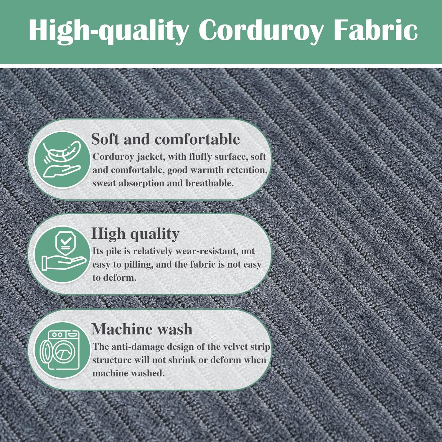 Rectangular Pouf Ottoman, Stuffed Floor Pouf with Foam Chunk Filling, Soft Coral Fleece Furry Foot Rest Stool, Multi-Use Ottoman for Living Room, Wide Stripe Boho Decor, Dark Grey