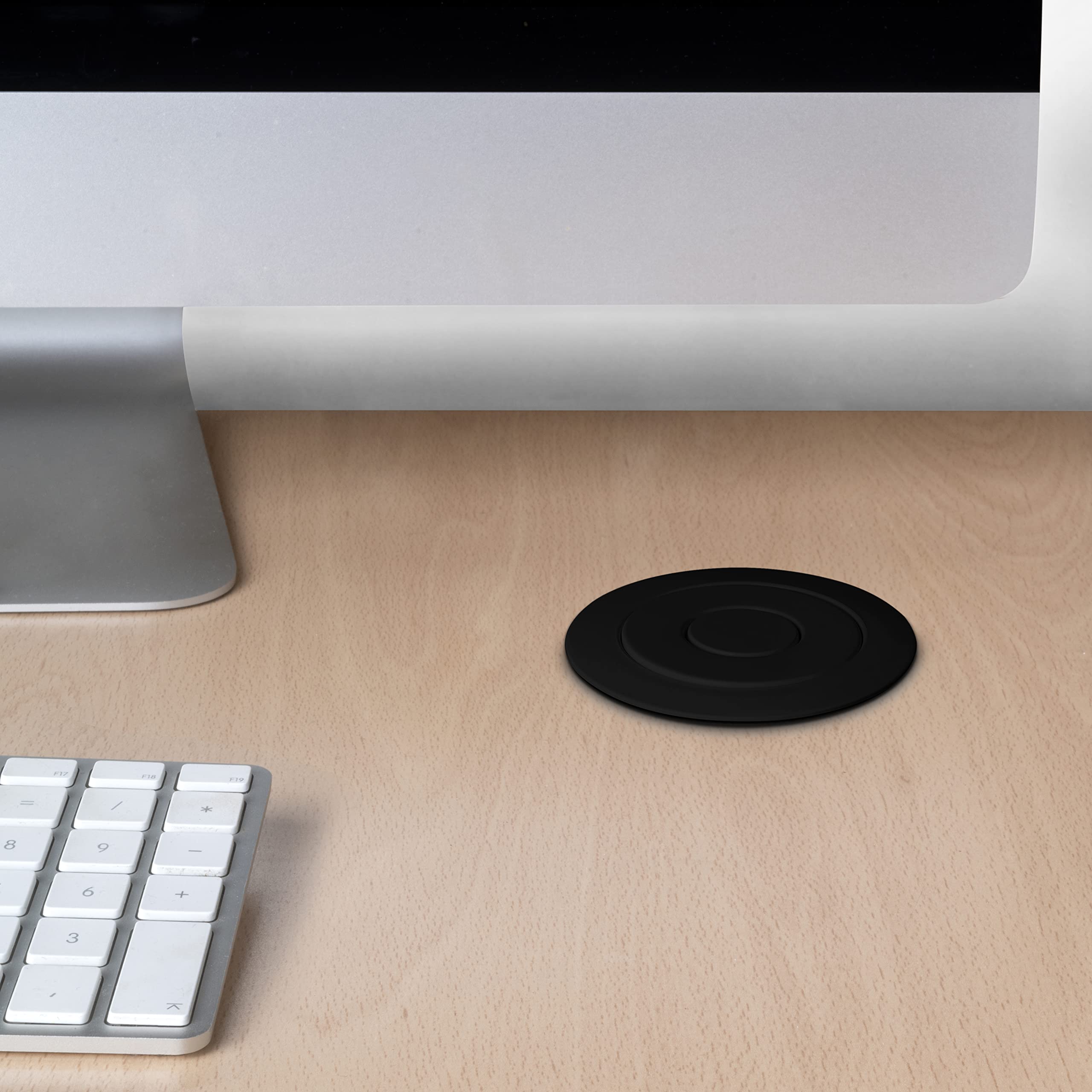 Emuca - Regletas Enchufe encastrable, Regleta multienchufe retráctil, 3 enchufes EU y 2 Puertos USB, Torre de enchufes Vertical empotrable para encimera, Pintado Negro, Plástico y Aluminio