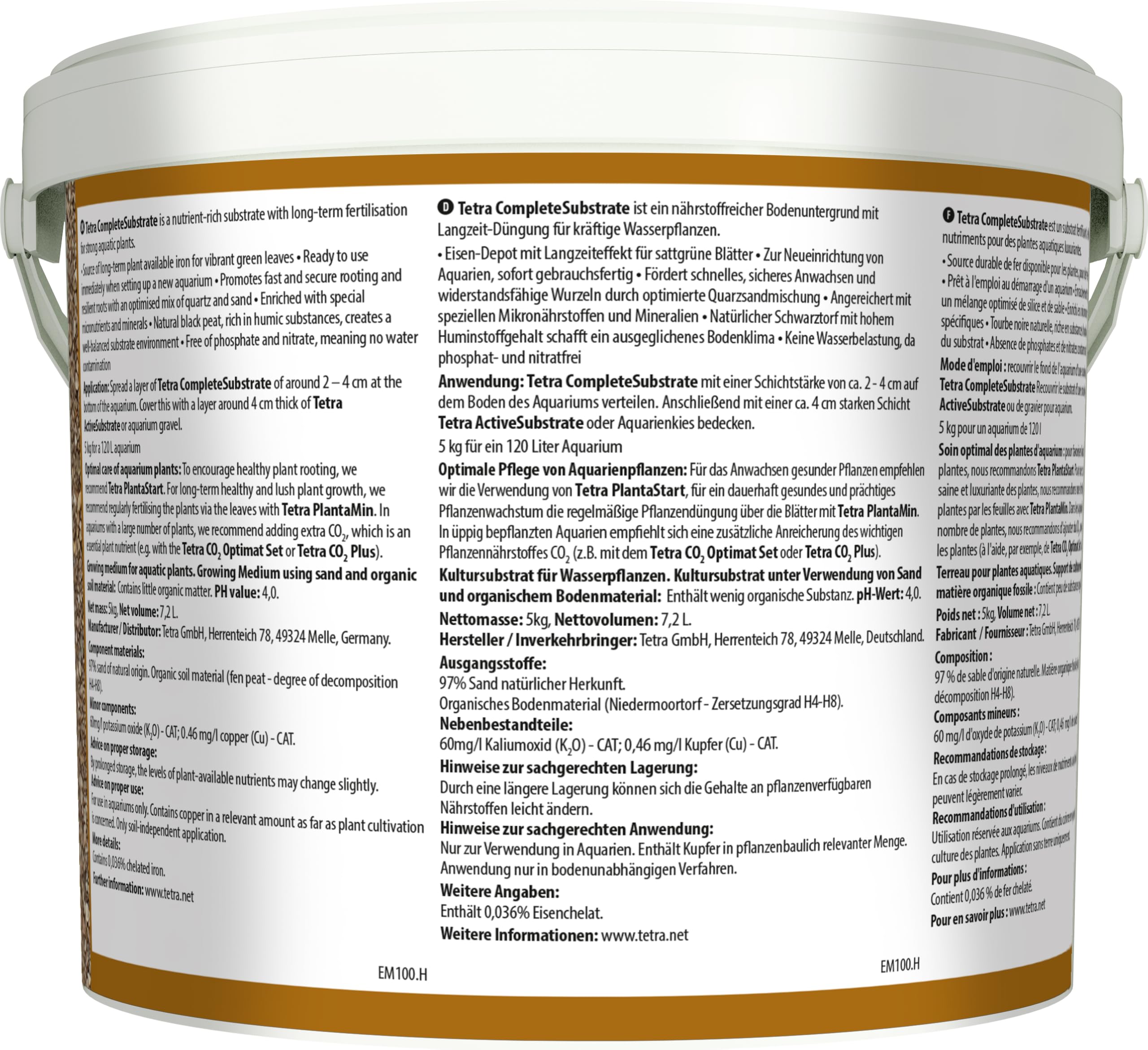 Tetra Complete Substrate - Substrato ricco di sostanze nutritive con fertilizzante a lunga durata per piante sane, per l'allestimento di un nuovo acquario, secchio da 5 kg