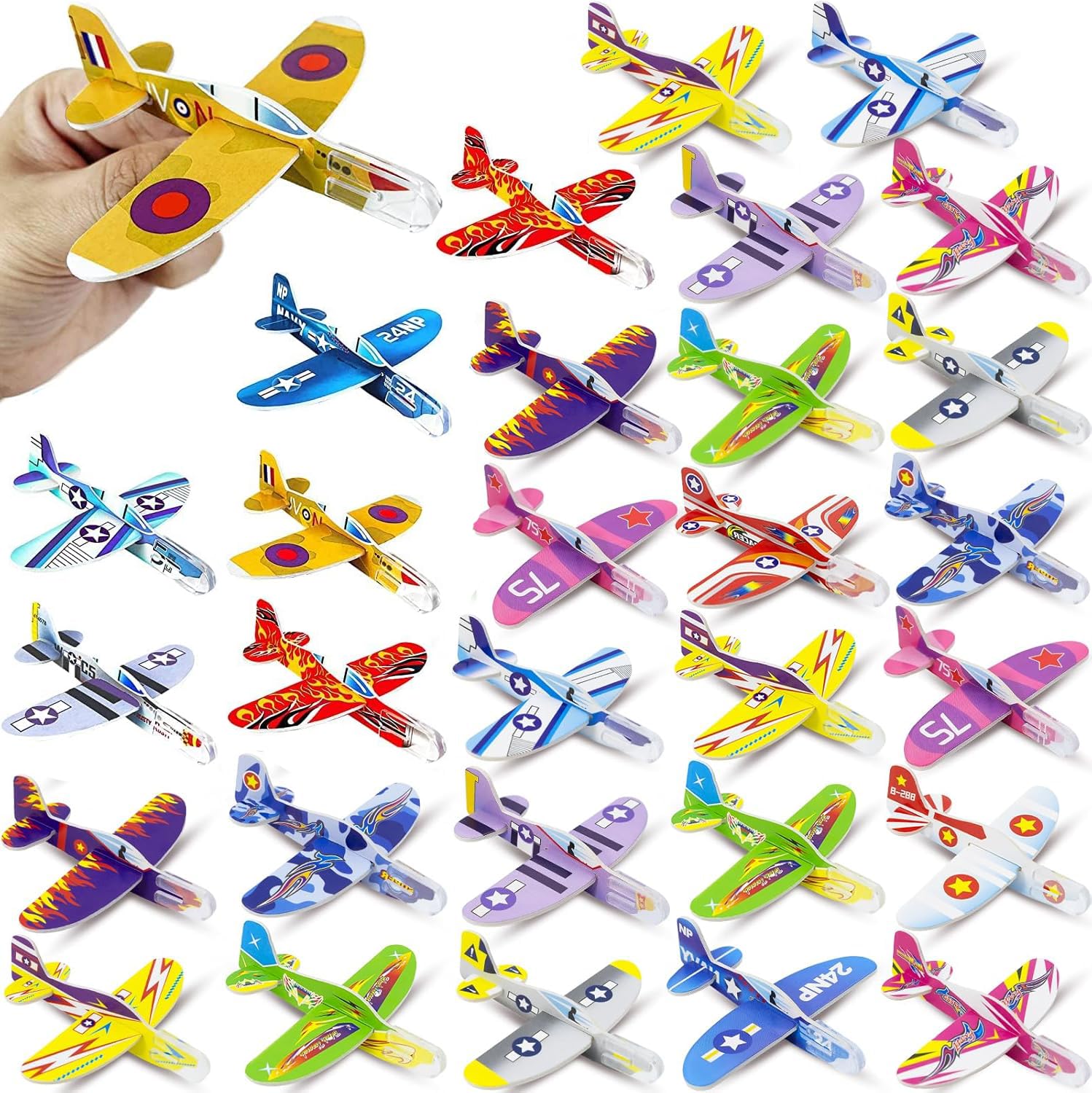 Amzboen 50 Pcs Foam Glider Planes for Kids, 4" Mini Airplane Toy Bulk Easy Throwing Planes Flying Games Toy for Birthday Party Favors, Boys Girls Valentines Gifts, Classroom Prizes, Carnival Prizes
