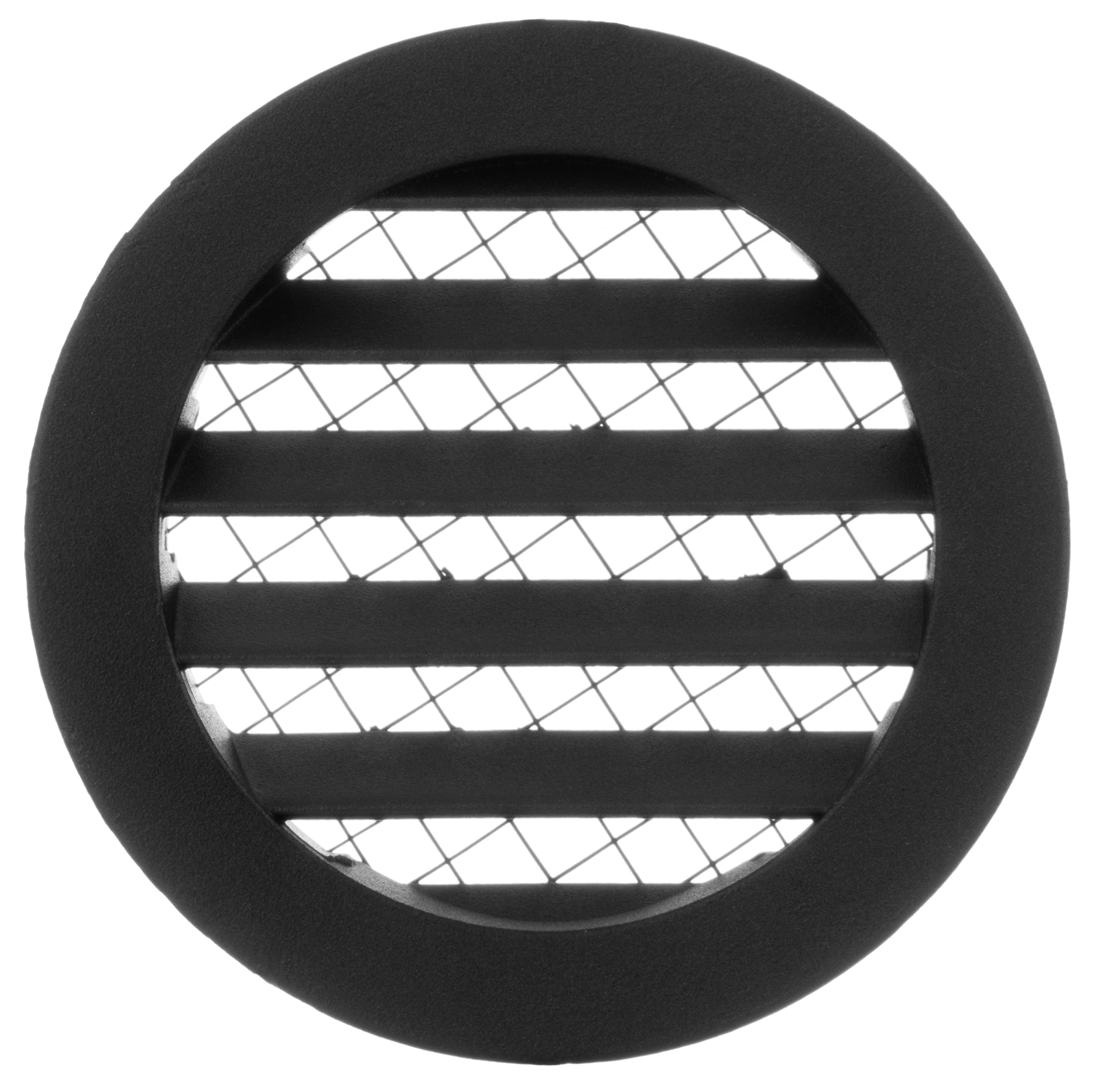 Europlast Anthracite 100Mm / 4 Inch Air Vent Cover - Round Soffit Vent - Louvered Ventilation Grille With Mesh - Aluminum
