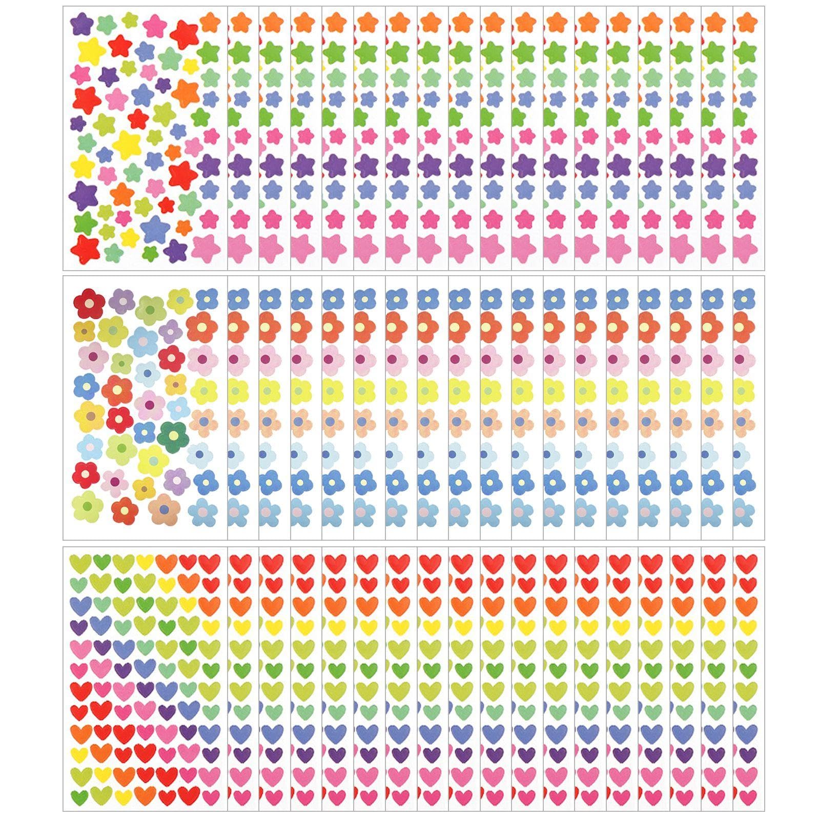 Rnskfg Multicolor 54 Colored Decorative Stickers, Five-Pointed Star Stickers, Love Flower Stickers, Cute Simple Stickers, Diy Hand Account Stickers.