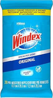 Windex Original Glass and Window Cleaner Wipes, Removes Fingerprints, Smudges, and Smears, 28 Count