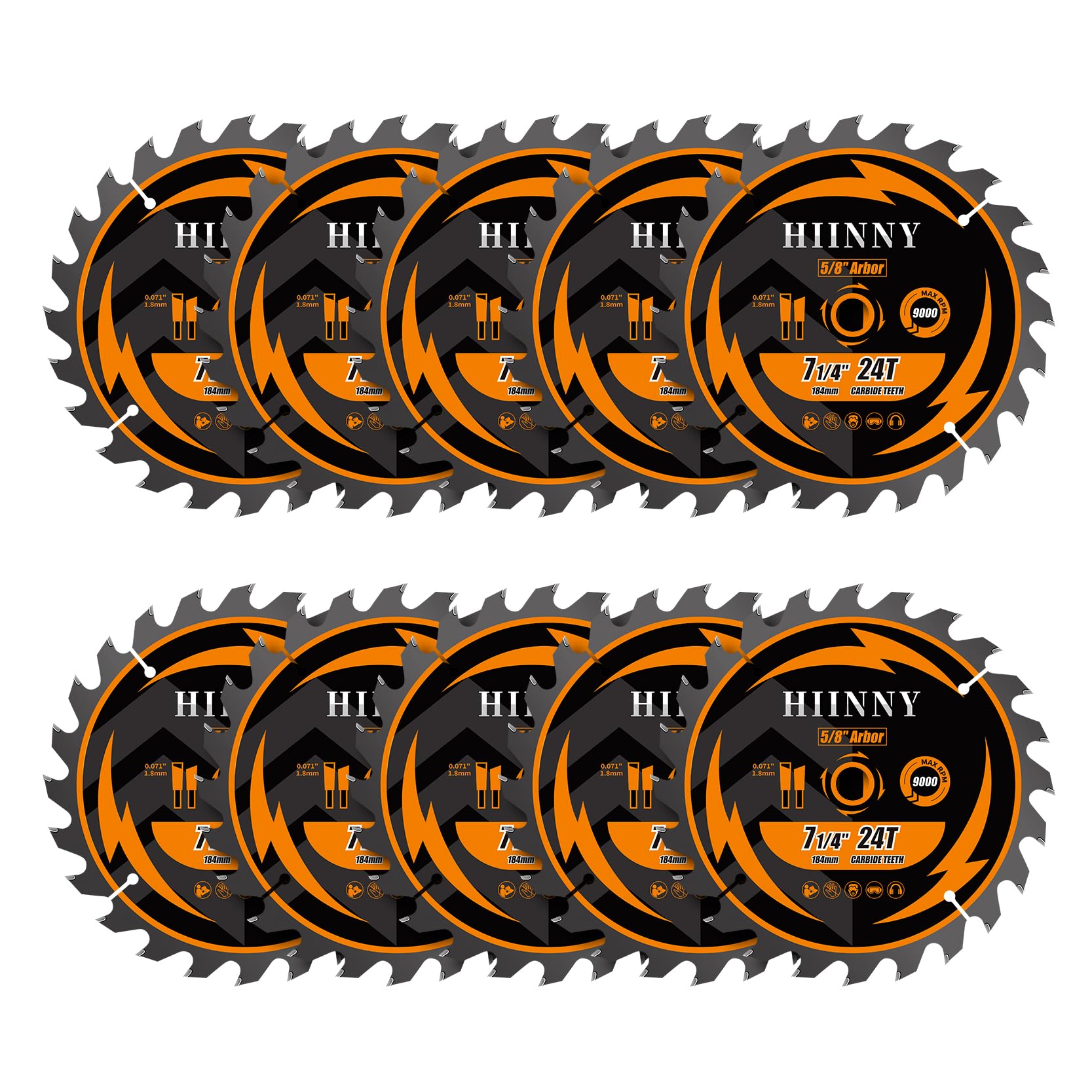 Confezione da 10 lame per sega circolare, 24 denti, con mandrino da 5/8", con punta in carburo TCT ATB, lame sottili per taglio legno, plastica e materiali compositi