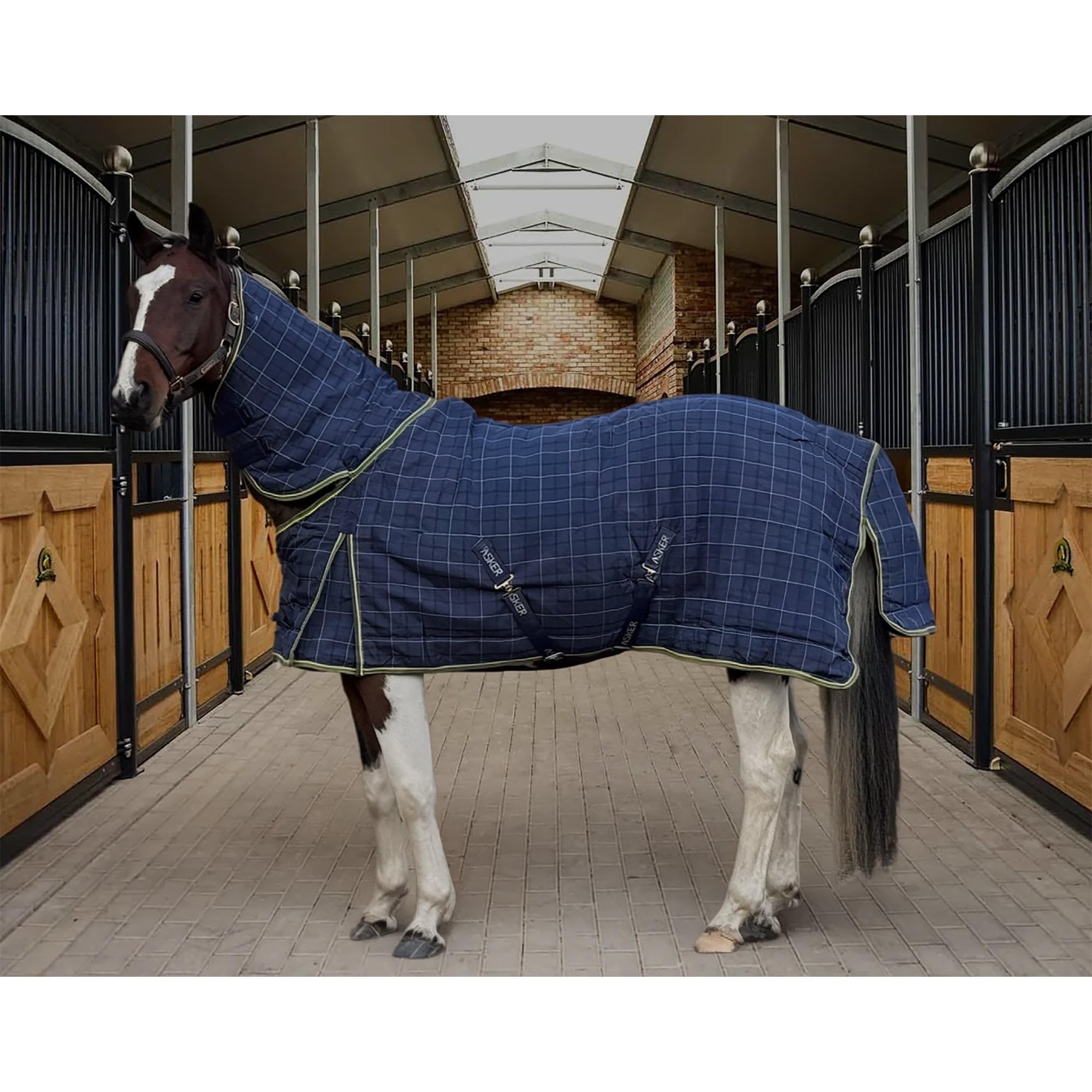 Asker 200g Combo Pony/Horse Mediumweight Stable Rug - Navy Blue Check