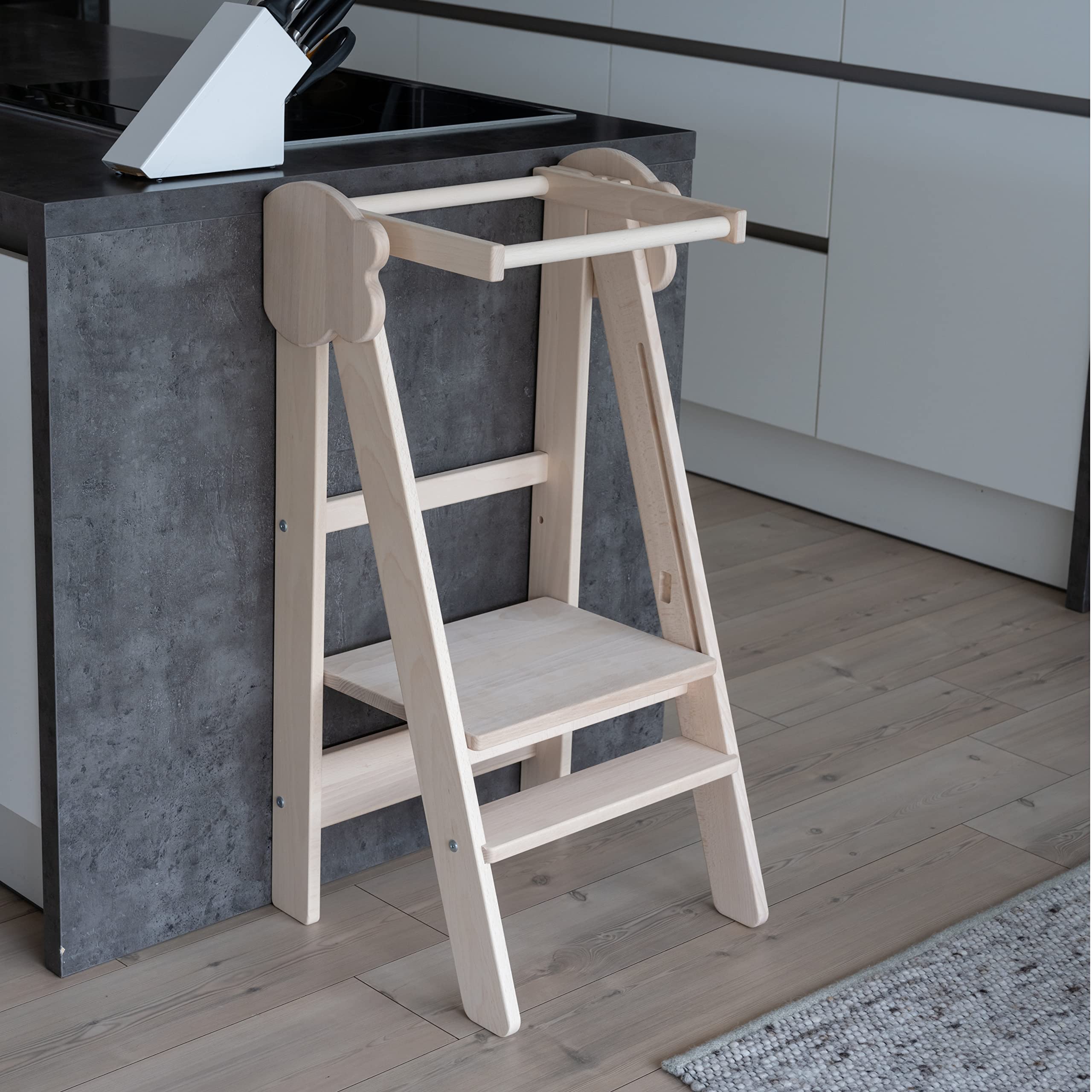 JOWE Lernturm für Kinder | Learning Tower aus Massivholz | klappbar und höhenverstellbar