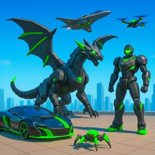 Jeu de Transformation Dragon Robot Car, Jeux de Tir de Robots Animaux, Jeu de Simulateur de Combat Multi Robot Car
