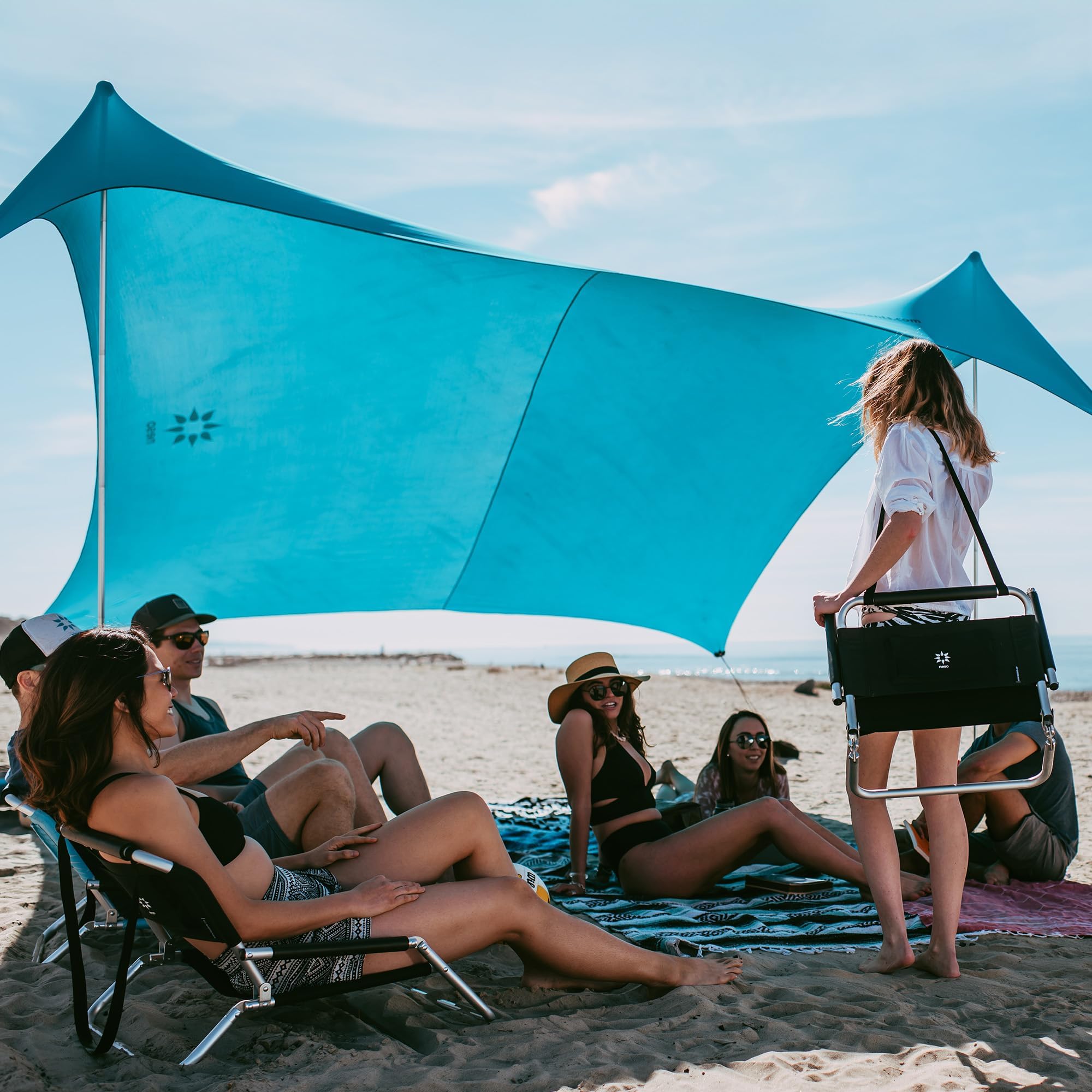 - Gigante Portable Beach Tent Sun Shelter - Lightweight Beach Shade Canopy - Easy Setup for Family Outings - Patented Reinforced Corners - UPF 50+ - 8ft Tall, 11 x 11ft - Save The Whales