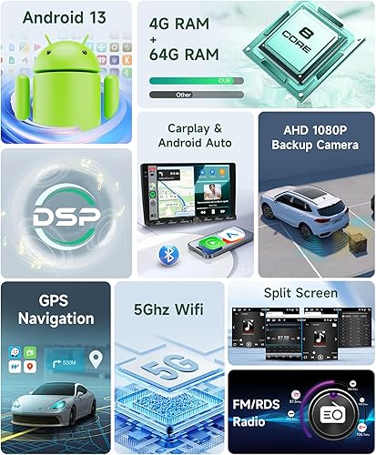 Miniatura 3 de Radio de coche estéreo de 8 núcleos 4G+64G para GMC Yukon Tahoe Suburban Chevy Silverado 2007-2013 estéreo con 5G WiFi DSP Carplay Android Auto,