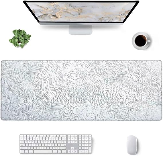 Mouse Pad Large 1200x600x3mm Gaming Mouse Pad White Mouse Pad Extra Large Gaming Mouse Pad Thick Non-Slip Mouse Pad Terrain Extra Large Large Keyboard Pad Rubber Bottom Desktop Protector for Office