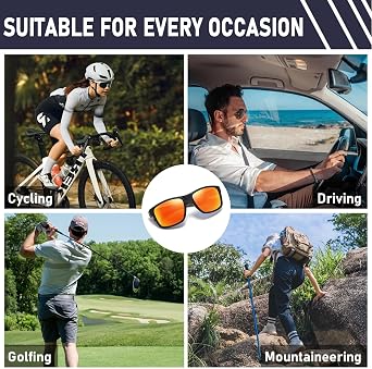 DUCO Polarized Square Sunglasses for Men Women UV400 Protection Lightweight Sun Glasses for Driving Outdoor Sports 6288