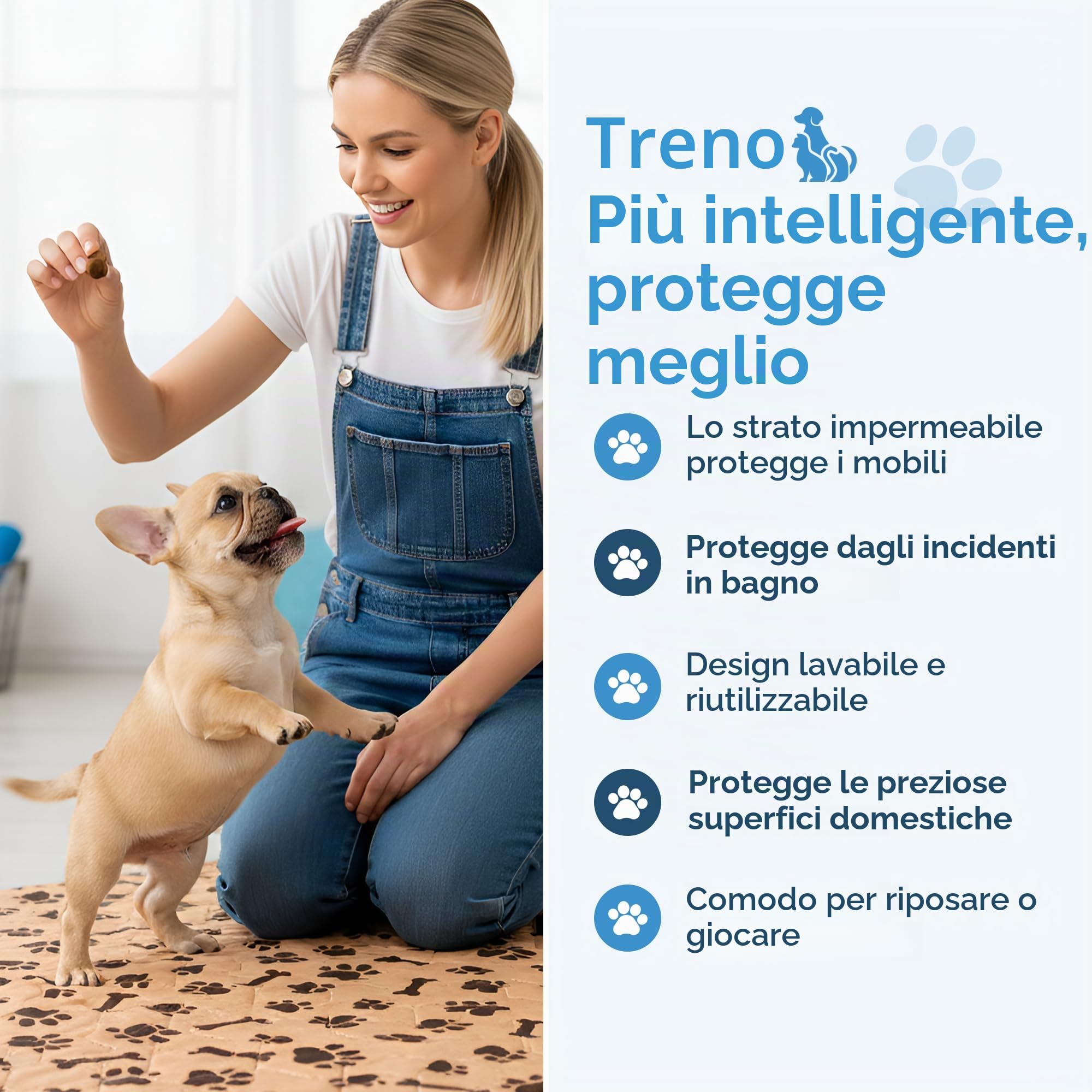 Set di 3 tappetini per cani riutilizzabili, lavabili ad asciugatura rapida, per viaggi, auto, casa