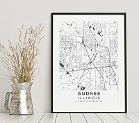 Vista 6 de Mapa de Gurnee, Illinois, Light 2 (8x10)