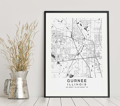 Miniatura 6 de Mapa de Gurnee, Illinois, Light 2 (8x10)