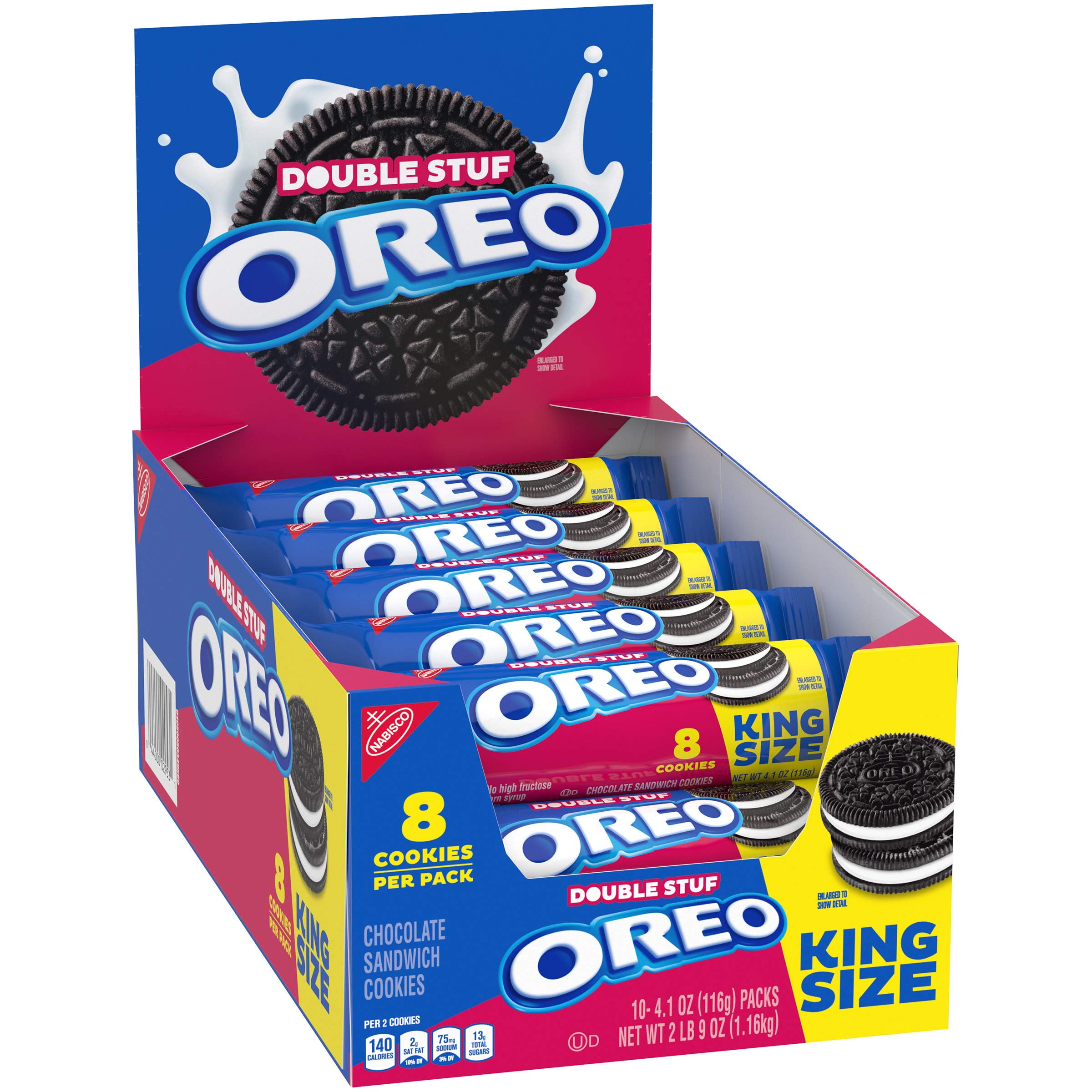 OREO Double Stuf Chocolate Sandwich Cookies, Original Flavor, 10 King