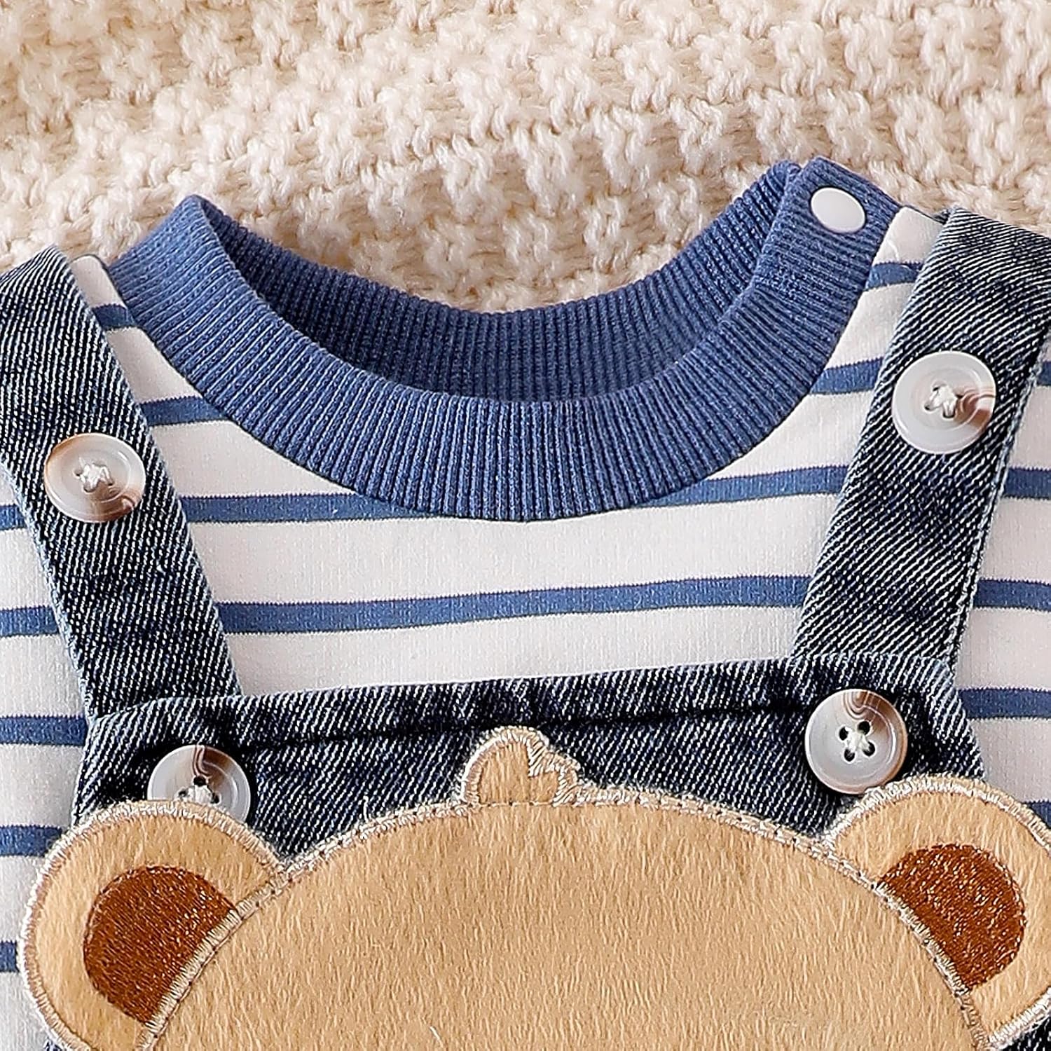 Baby Boy Clothes Long Sleeve Striped Romper Fall Winter Outfits Cute Cartoon Overalls Jeans Pants 0-18 Months - Image 8