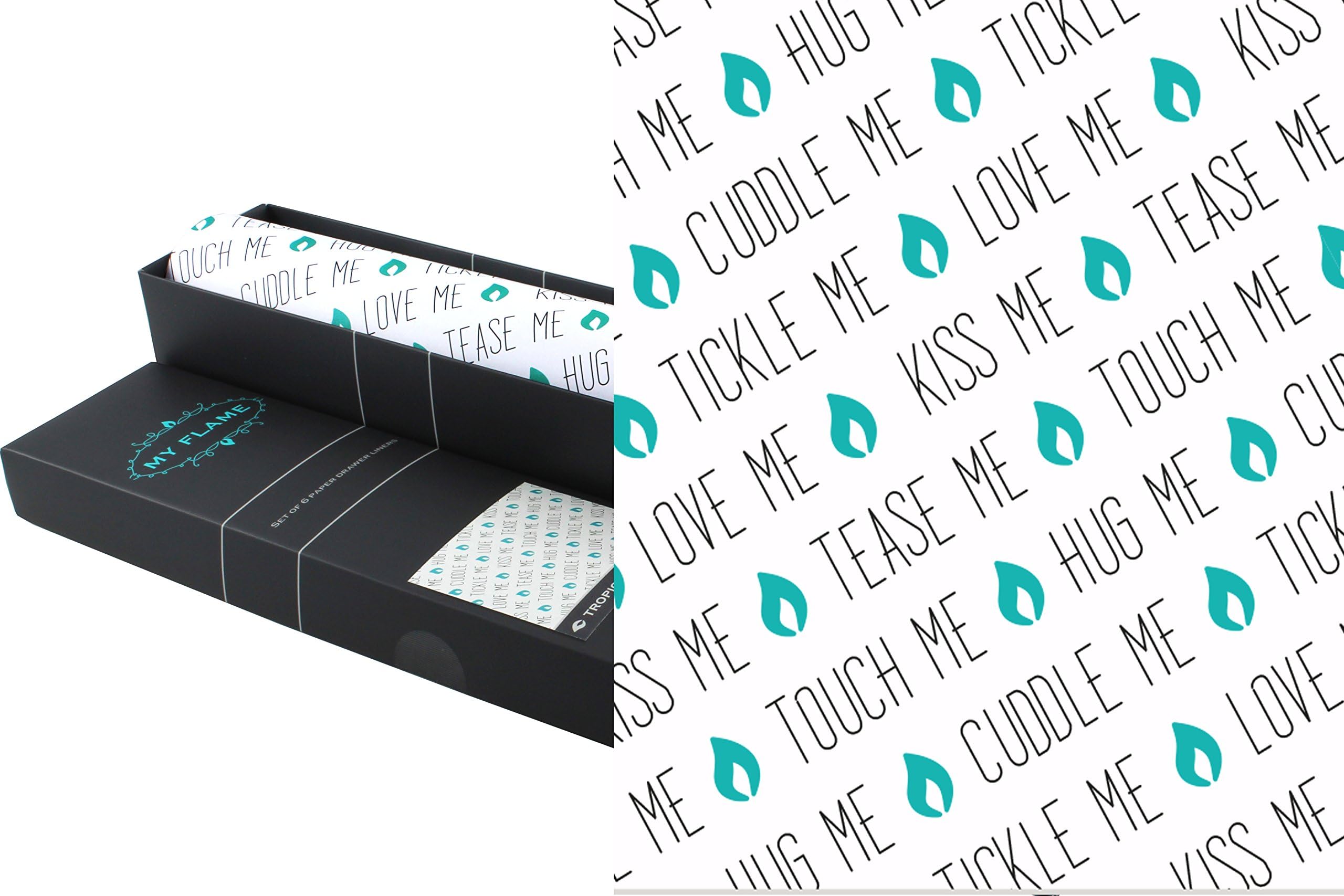 SCENTED PAPER DRAWER LINERS Fragranced drawer sheets - Warm Cashmere is a blend of FRESH FLOWERS GOLDEN PEACH CASHMERE MUSK and VANILLA- 6 sheets - 59 x 42 cm per sheet - Love me, Kiss me, Hug me, (White, Warm Cashmere)