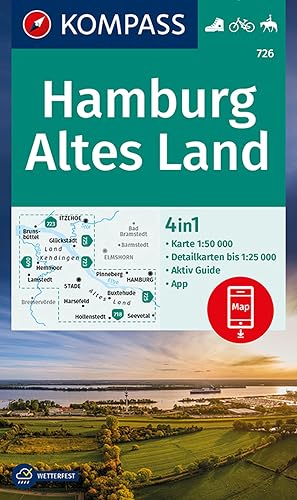 KOMPASS Wanderkarte 726 Hamburg, Altes Land 1:50.000: 4in1 Wanderkarte, mit Aktiv Guide und Detailkarten inklusive Karte zur offline Verwendung in der KOMPASS-App. Fahrradfahren. Reiten.