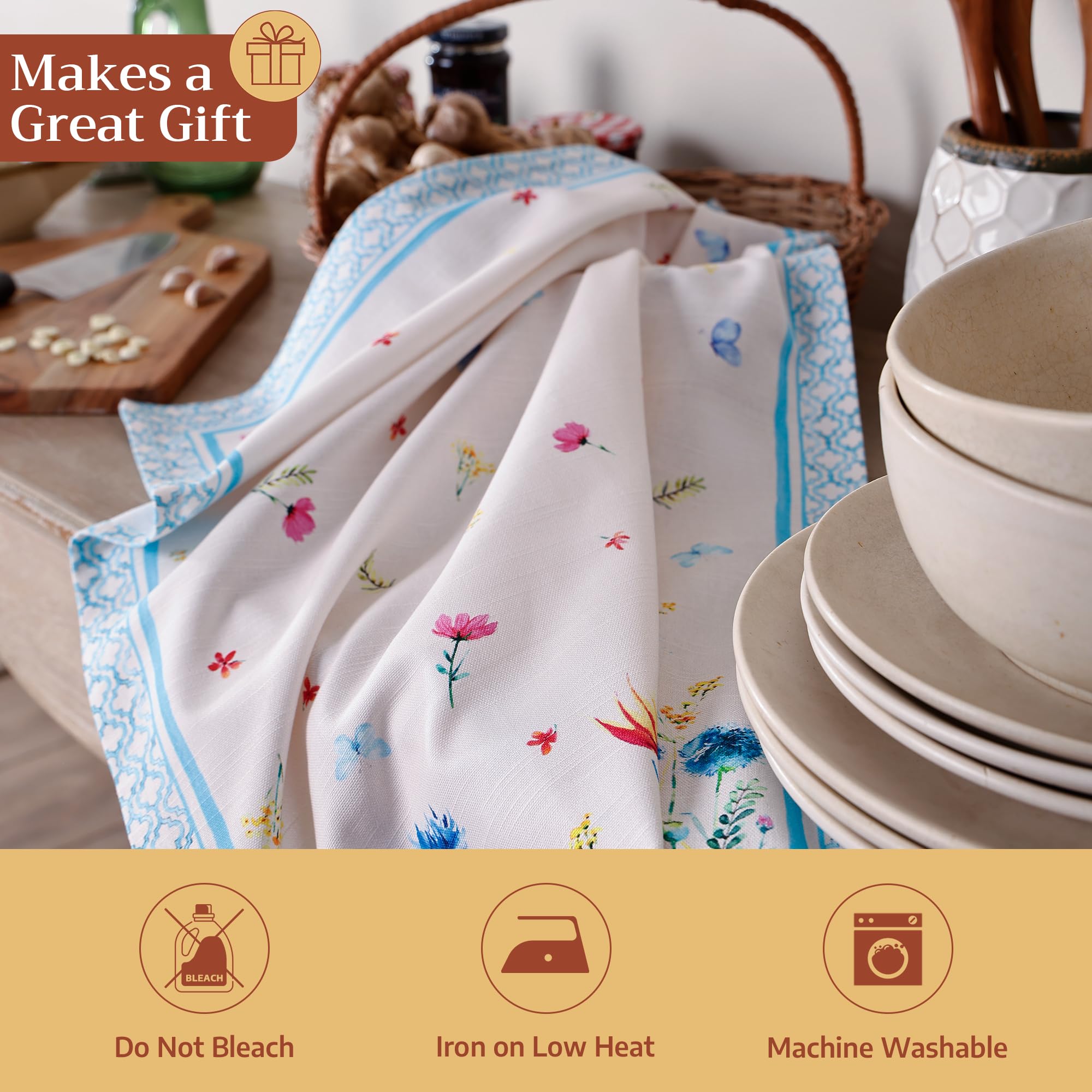 Maison d' Hermine Flower in The Field 100% Baumwolle Set von 3 Multi-Purpose Küchenhandtuch | Bar Handtücher | Frühling/Sommer (50 cm X 70 cm)