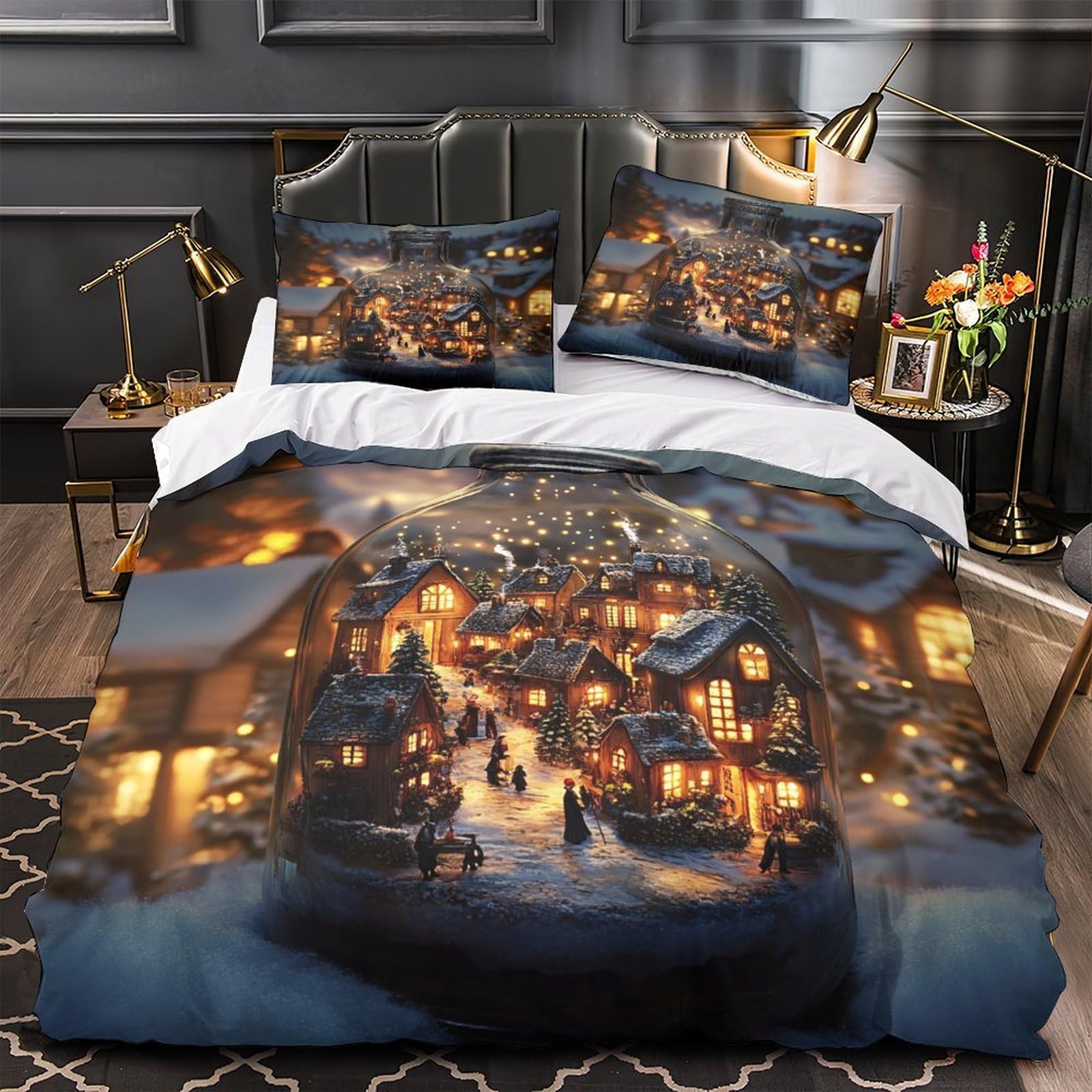 Taie super douce et housse de couette Noël pour cadeau femme single