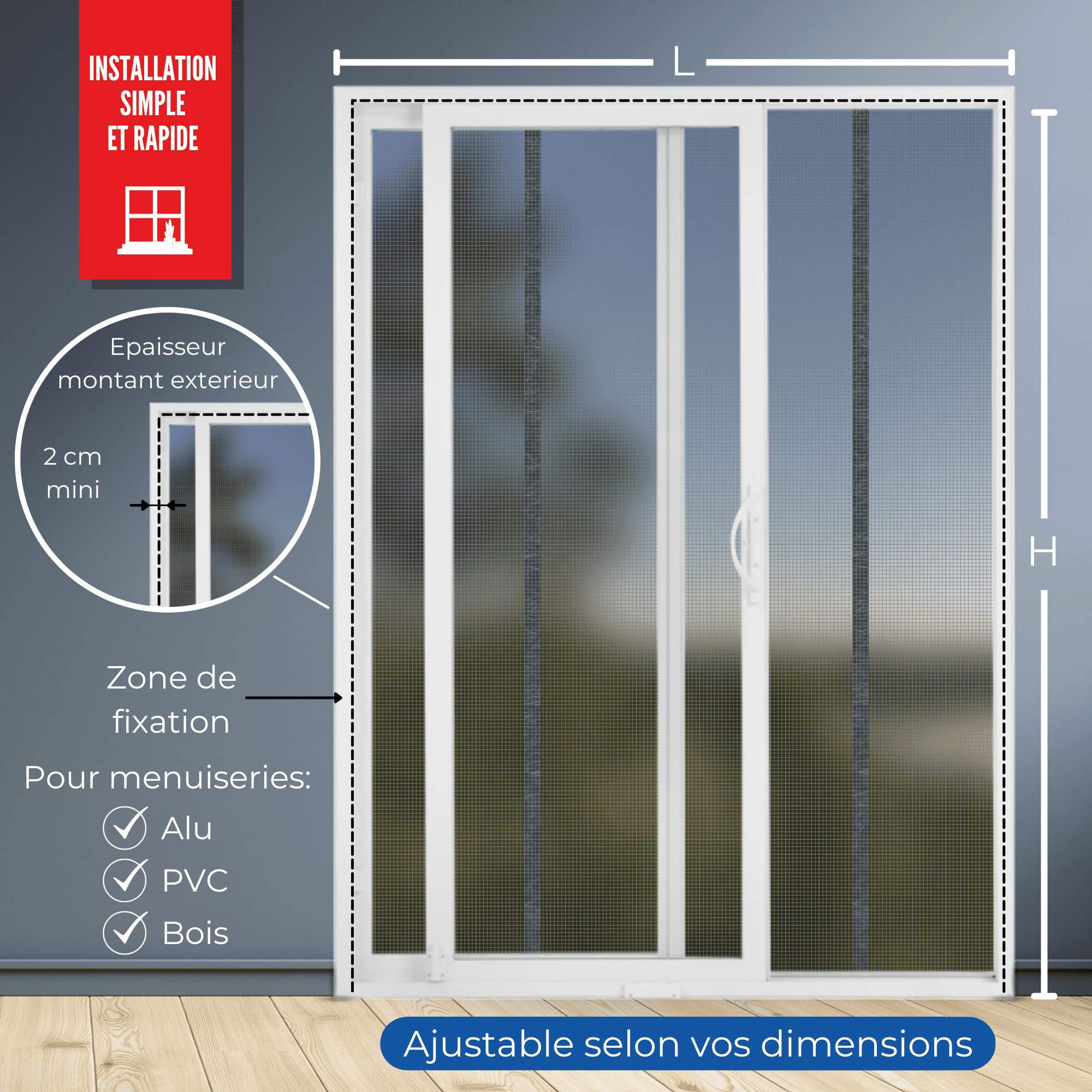 TRANQUILISAFE Magnetic Bay Window Mosquito Net with 2 Openings, Mosquito Net for Veranda and Large Door Window - Image 3